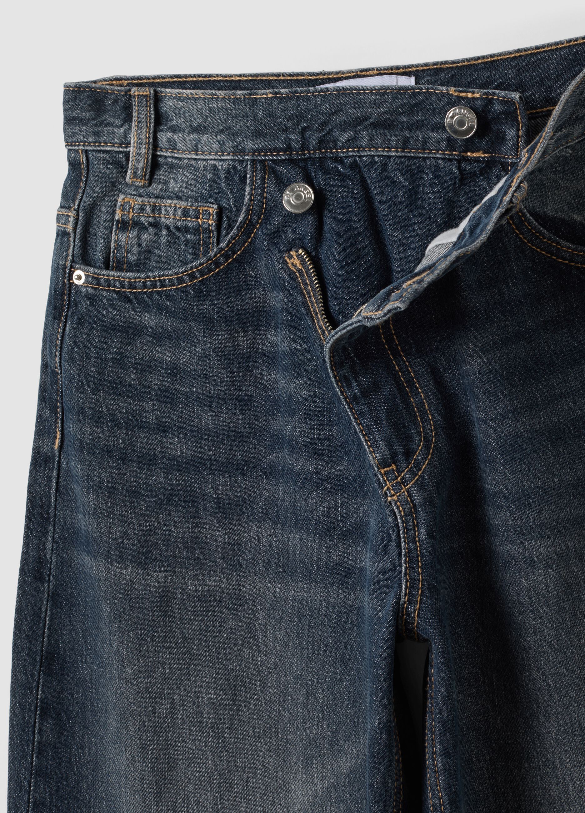 Grey pure cotton denim skater-fit jeans