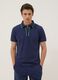 Blue short-sleeved polo in stretch cotton_2