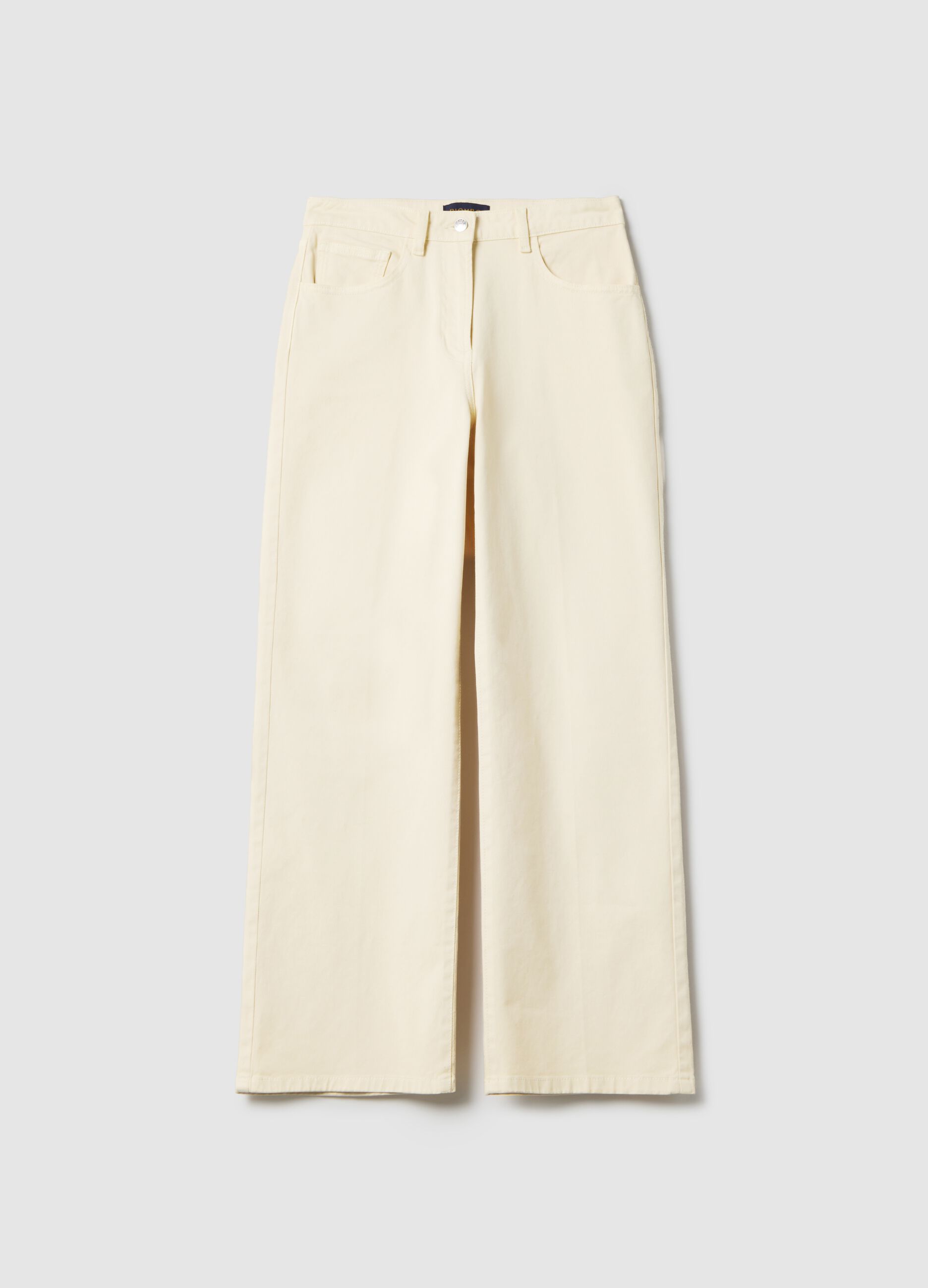 Straight Beige Stretch Cotton Chino Trousers