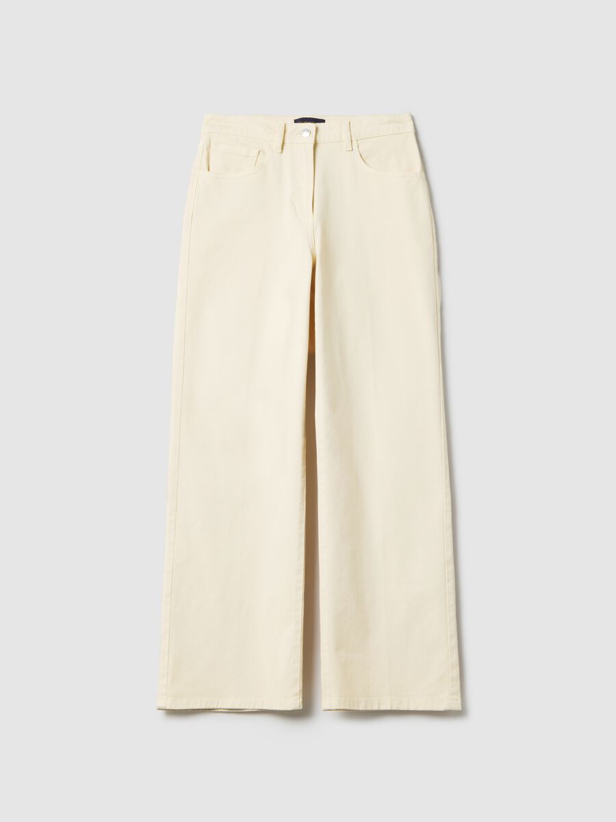 Pantaloni chino dritti in cotone elasticizzato beige_4