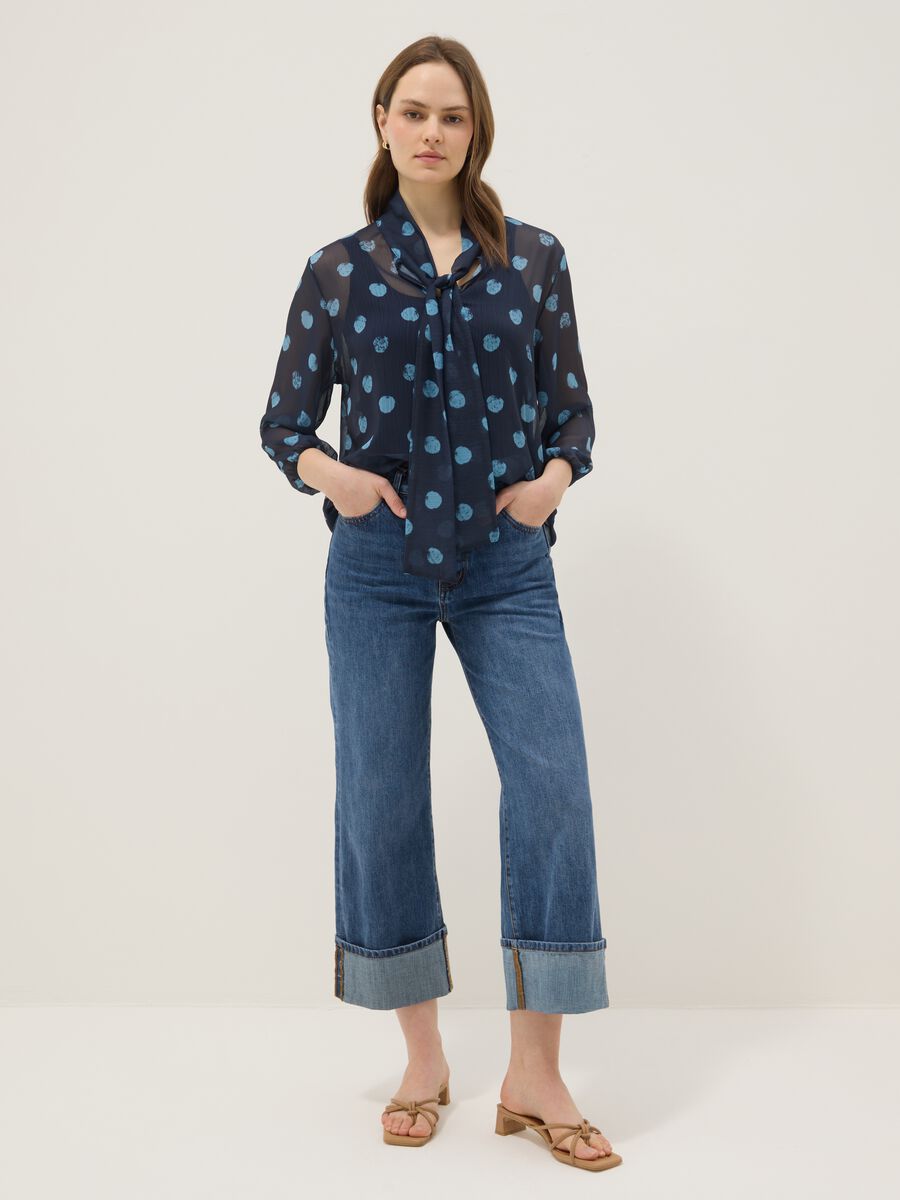 Multicolour Long Sleeve Blouse with Polka Dots, Regular Fit_1