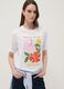 White pure cotton T-shirt with floral print, regular fit_0