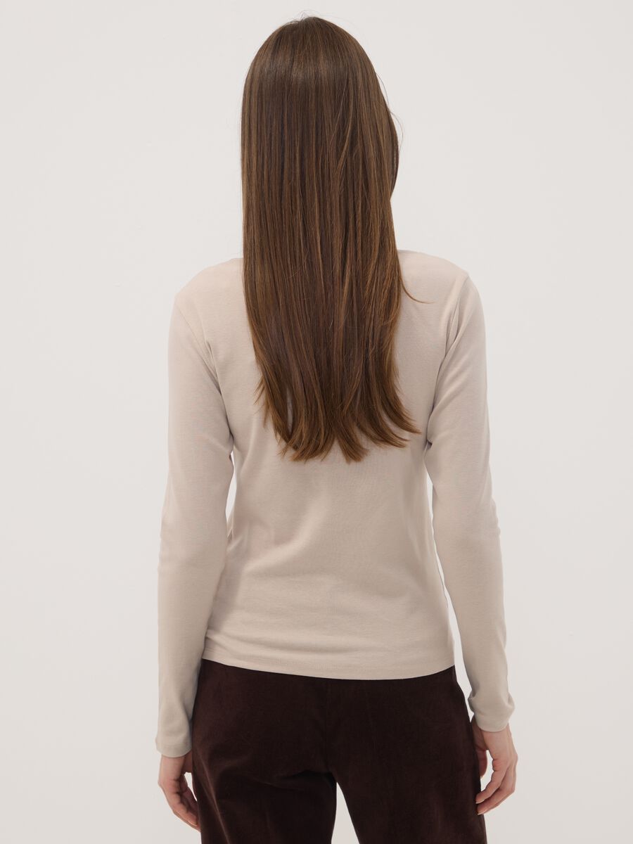 Beige pure cotton crew-neck T-shirt_3