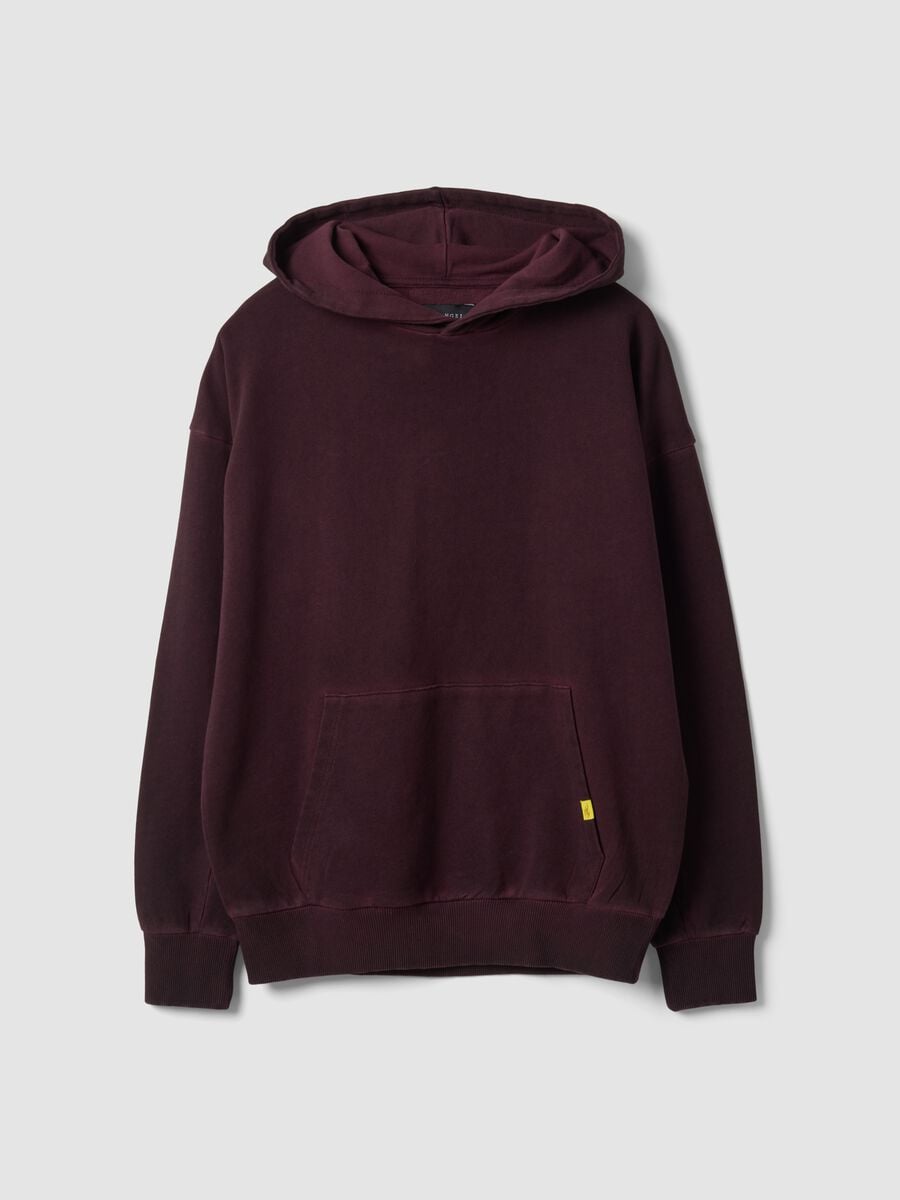 Felpa rossa in puro cotone con cappuccio over fit_0
