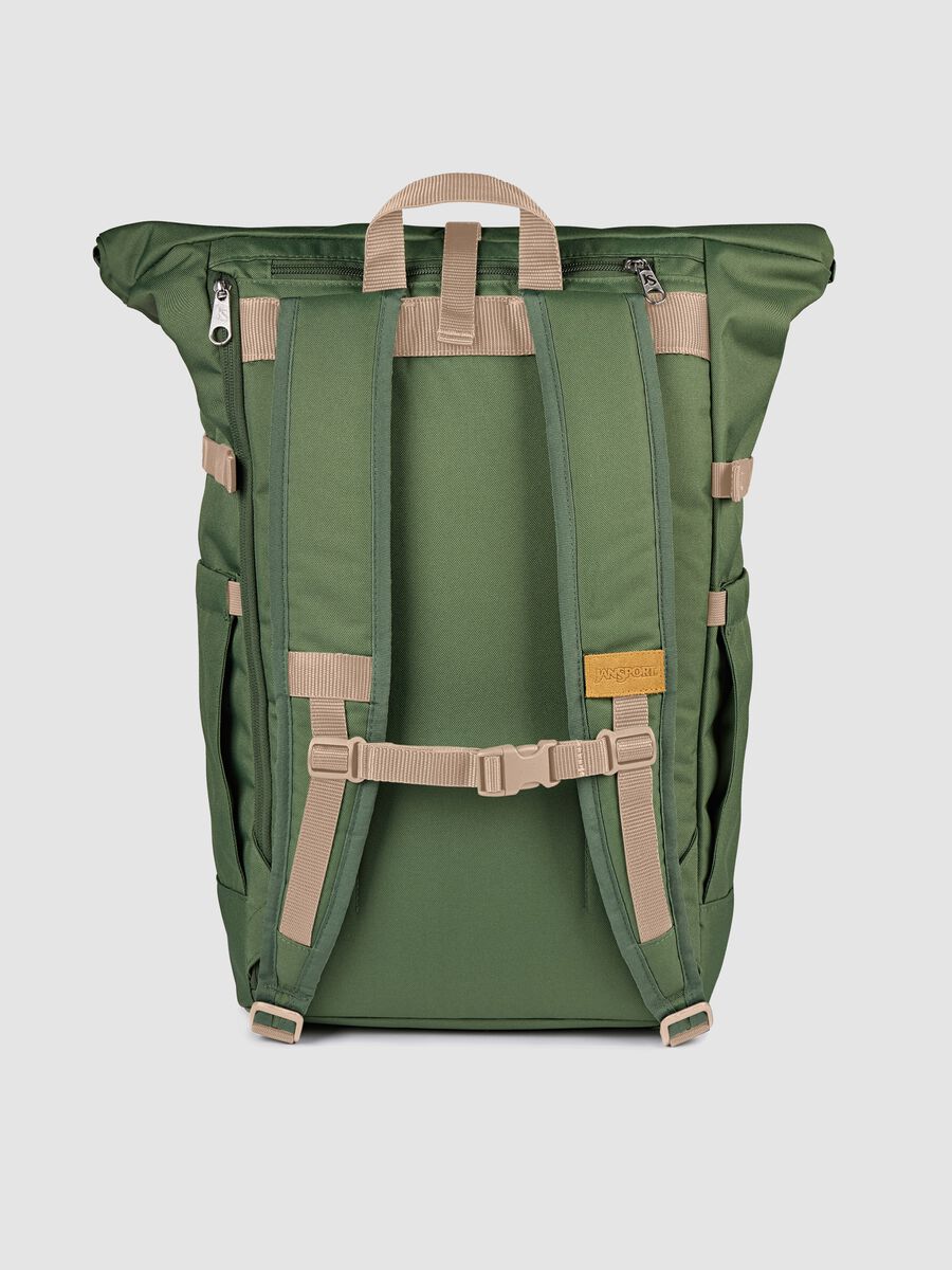 Green roll-top backpack with pockets_1