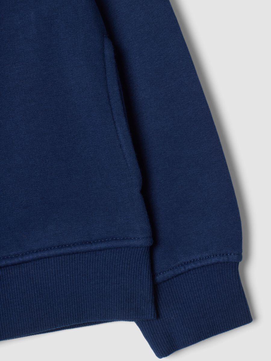 Blue sweatshirt in pure organic cotton with collar_3