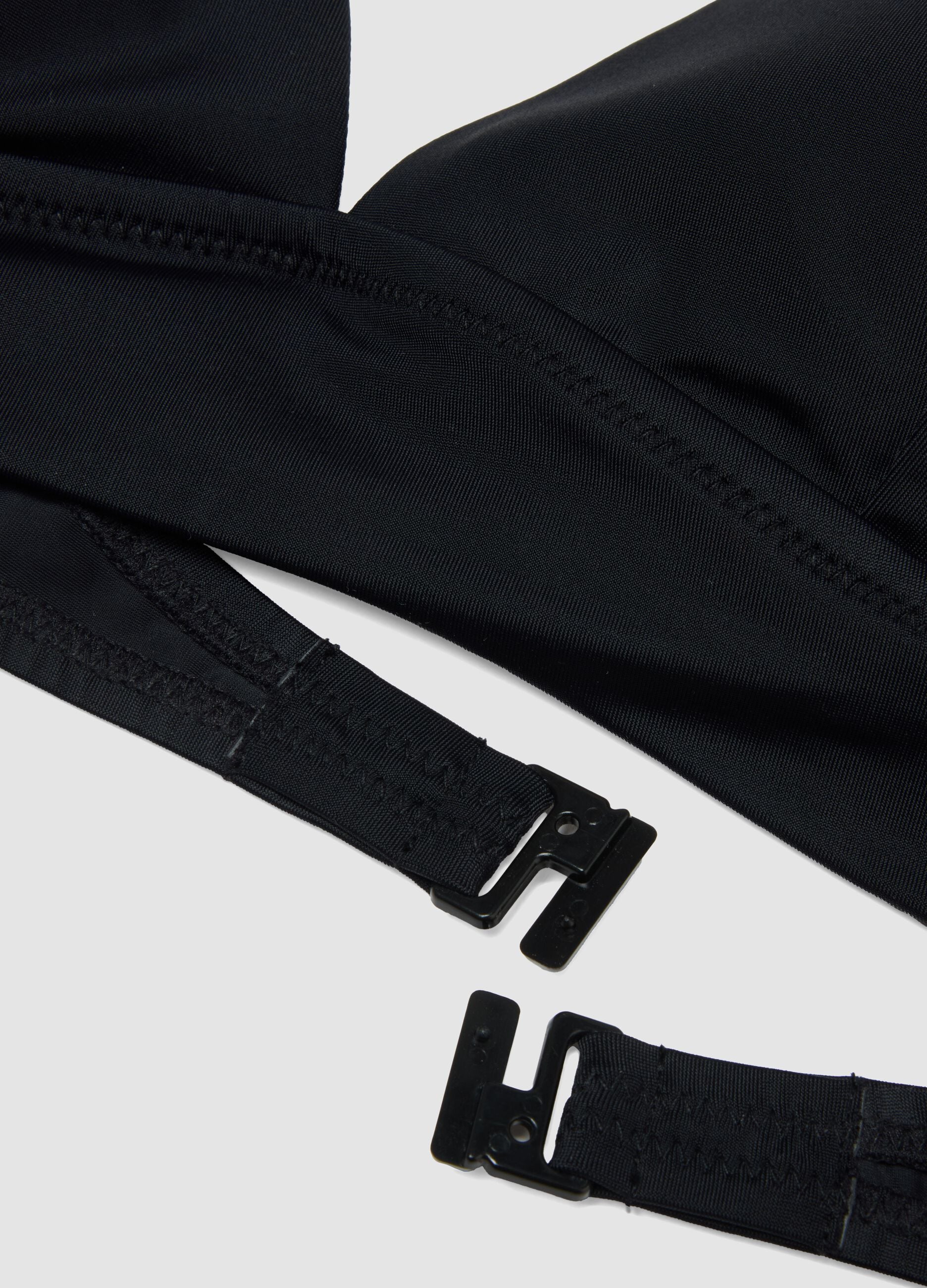 Black stretch bikini top with removable padding