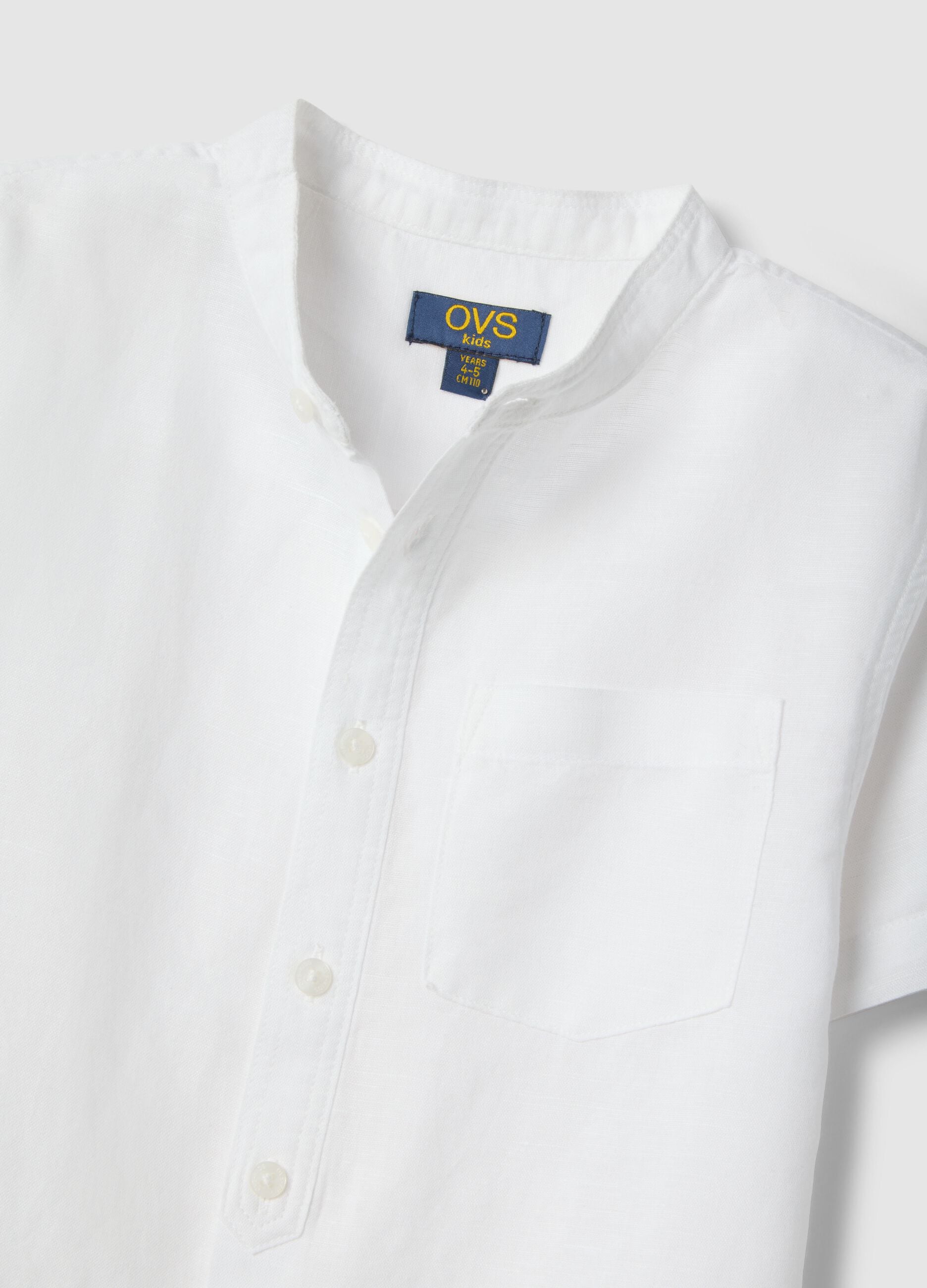 Boys' white linen-cotton blend regular fit shirt