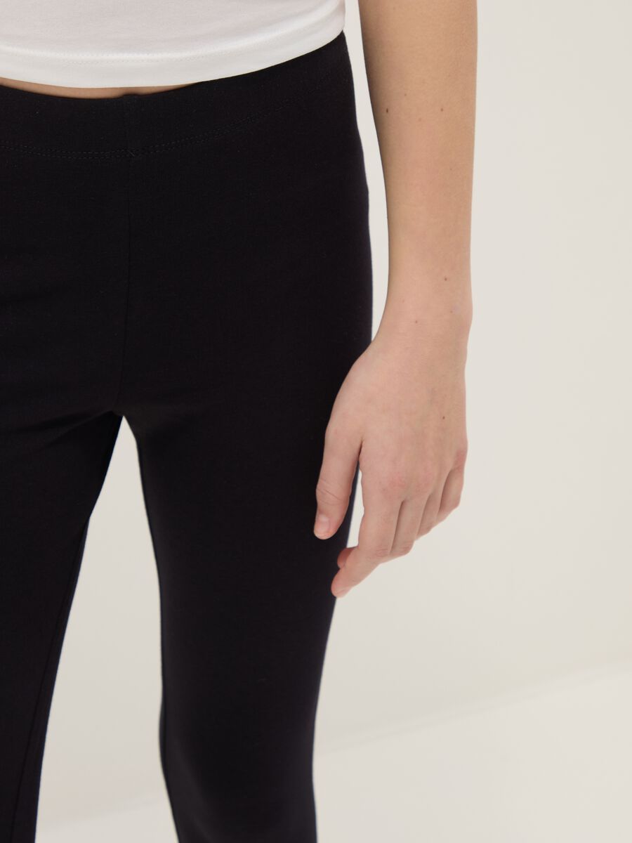 Leggings in cotone elasticizzato nero da ragazza slim fit_2