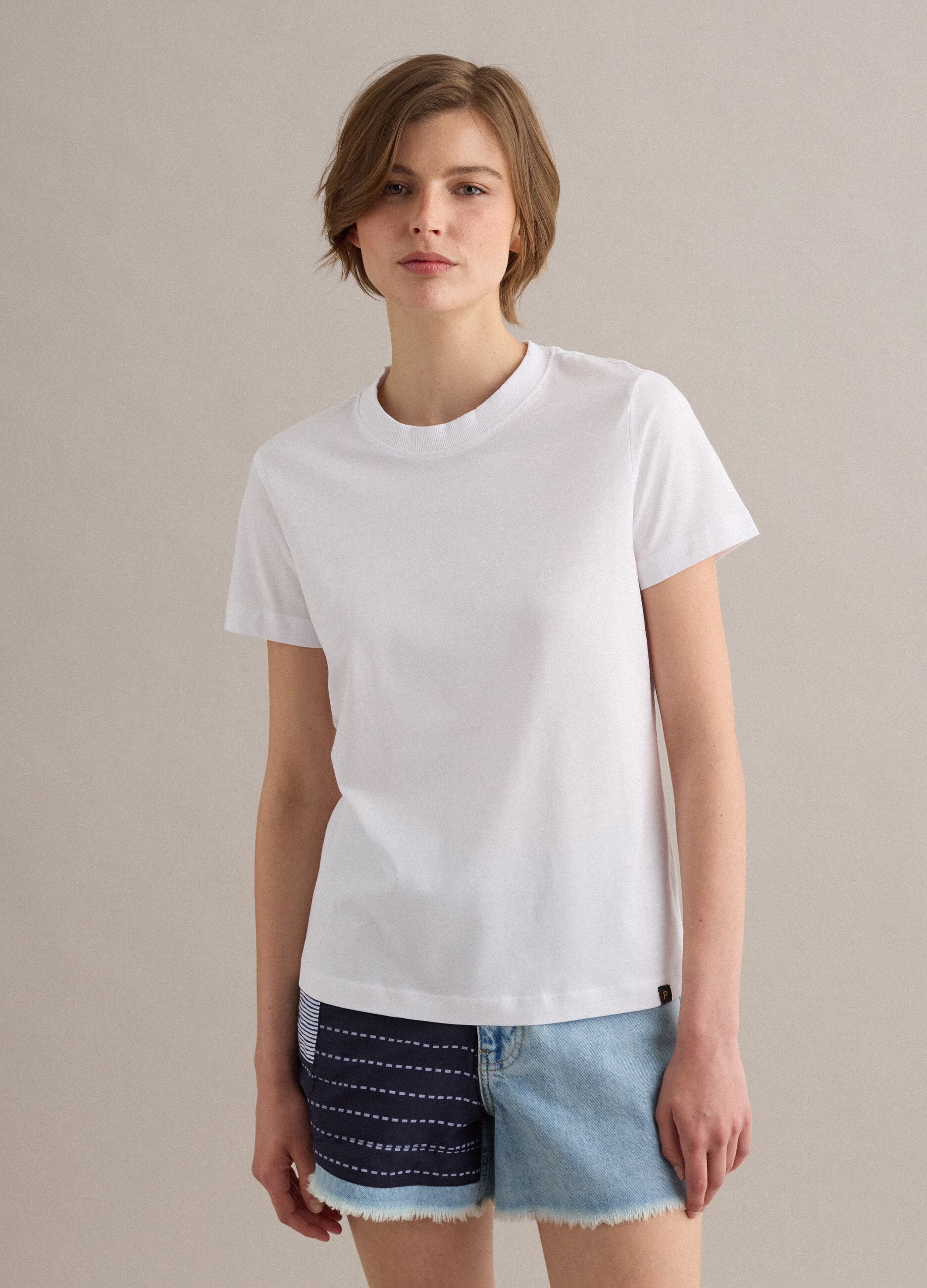 White short-sleeve regular-fit Supima cotton T-shirt