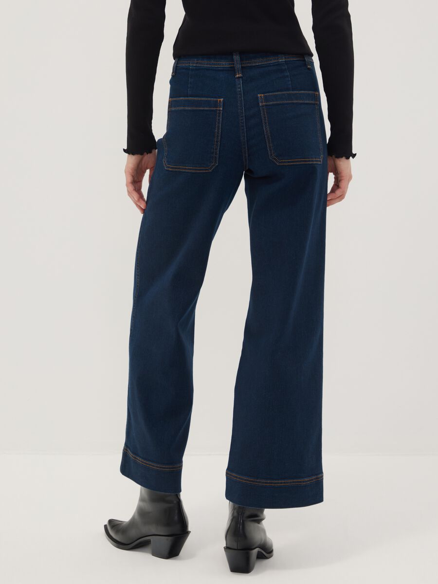 Blue wide-leg jeans in stretch cotton_2