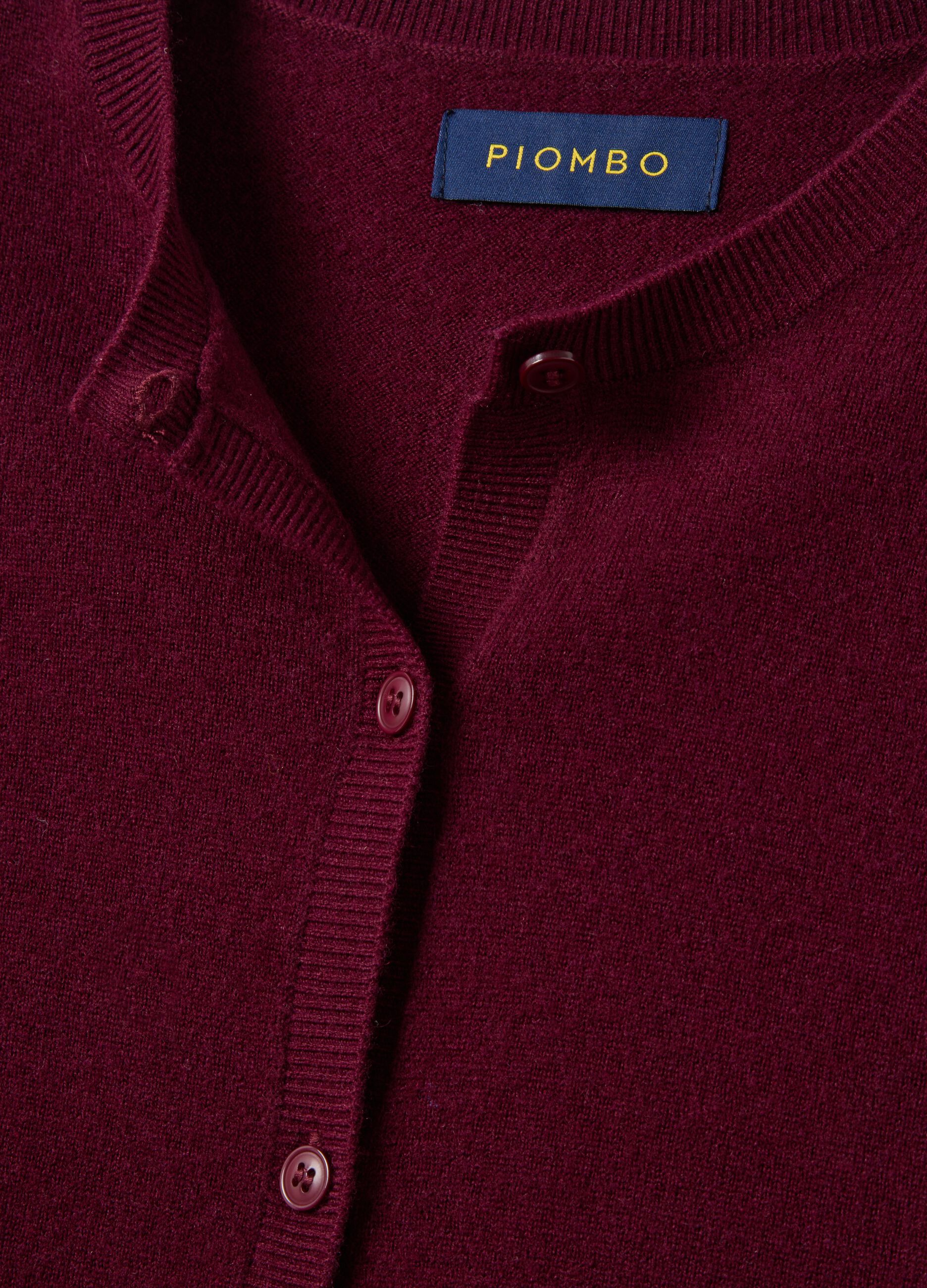 Red pure wool crew-neck cardigan