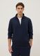 Blue regular fit cotton blend sweatshirt with half zip_0