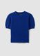 Blue stretch viscose crew-neck top, regular fit_4