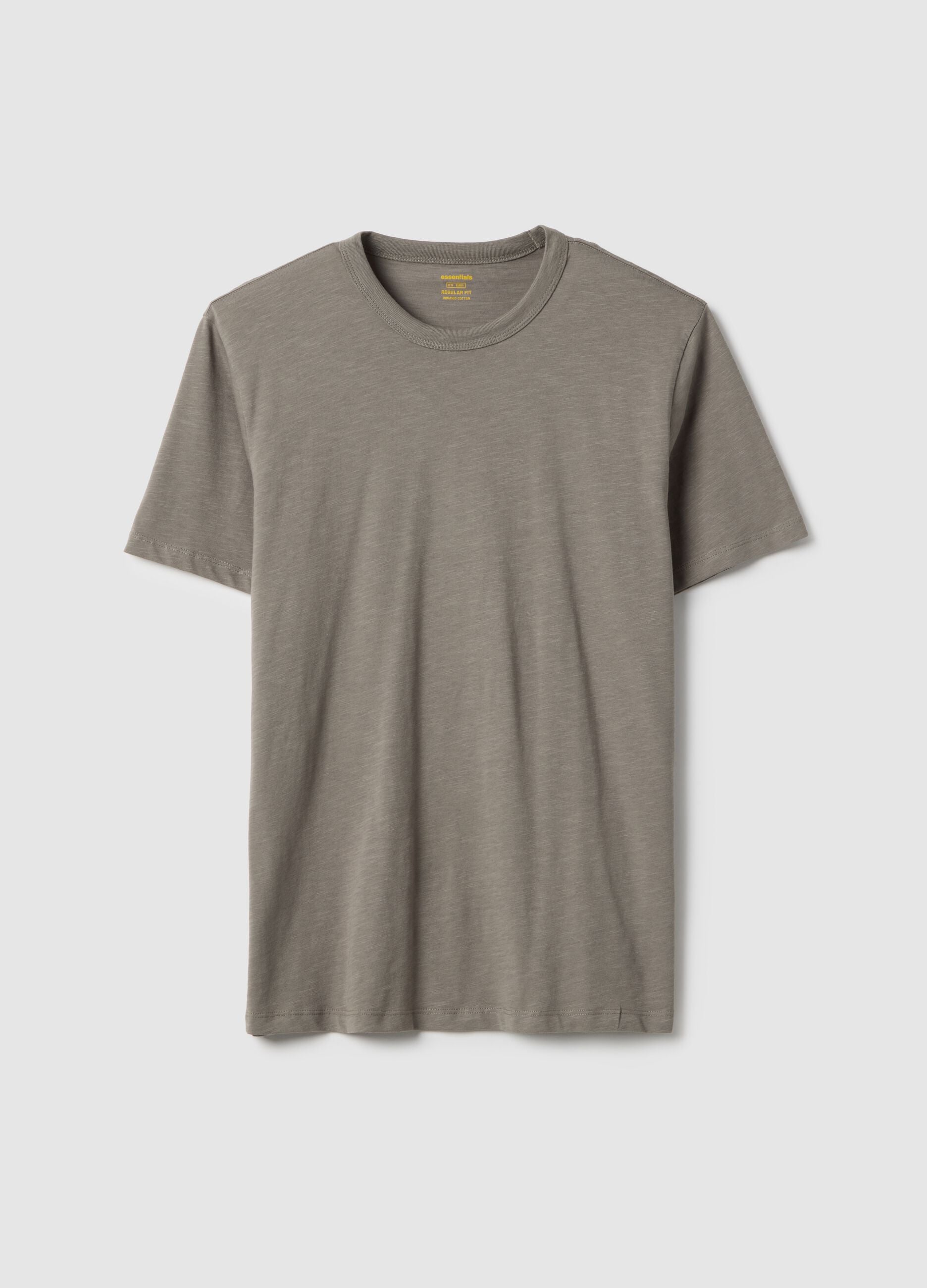 Grey pure cotton short sleeve regular fit t-shirt