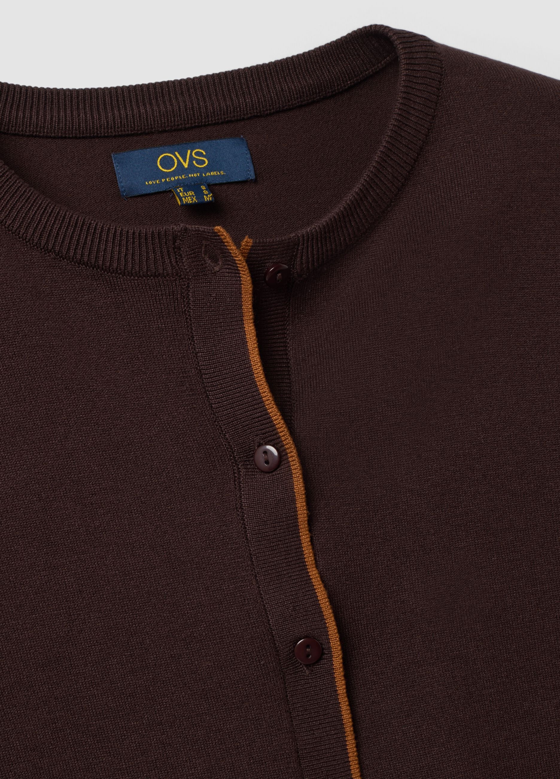 Brown long-sleeved viscose-blend cardigan