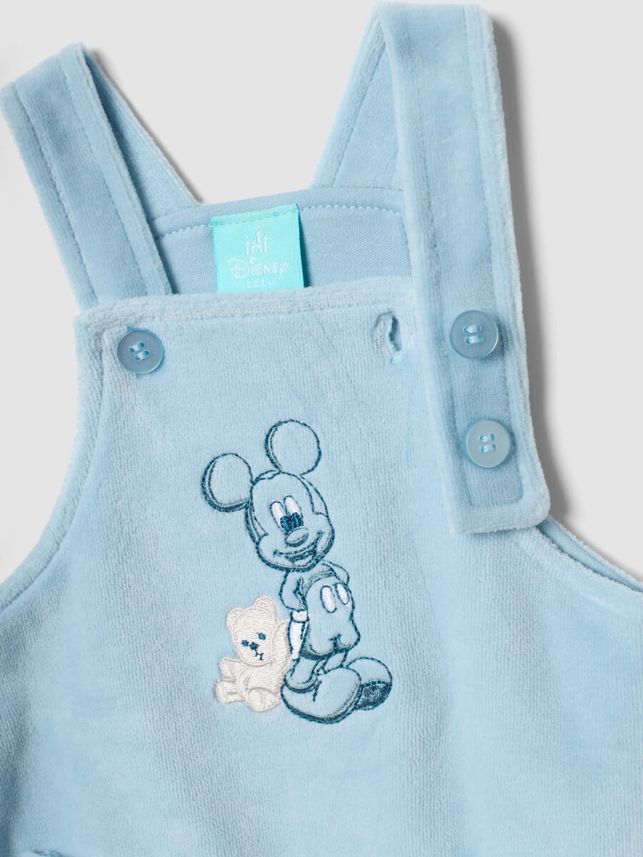 Blue and white organic cotton-blend set with Mickey embroidery for baby_2