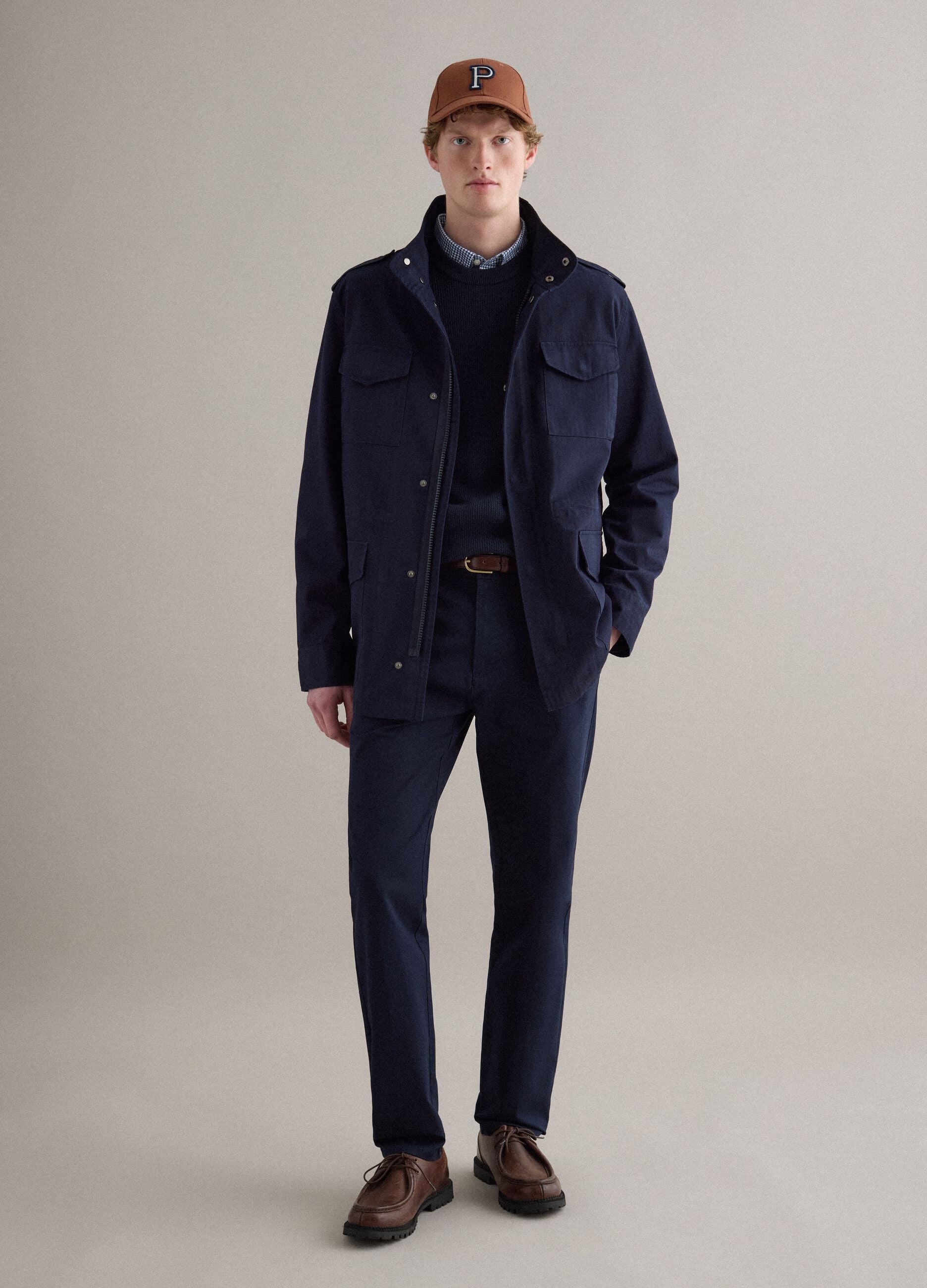 Slim fit blue stretch cotton chinos