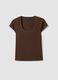 Brown stretch-fabric T-shirt_4