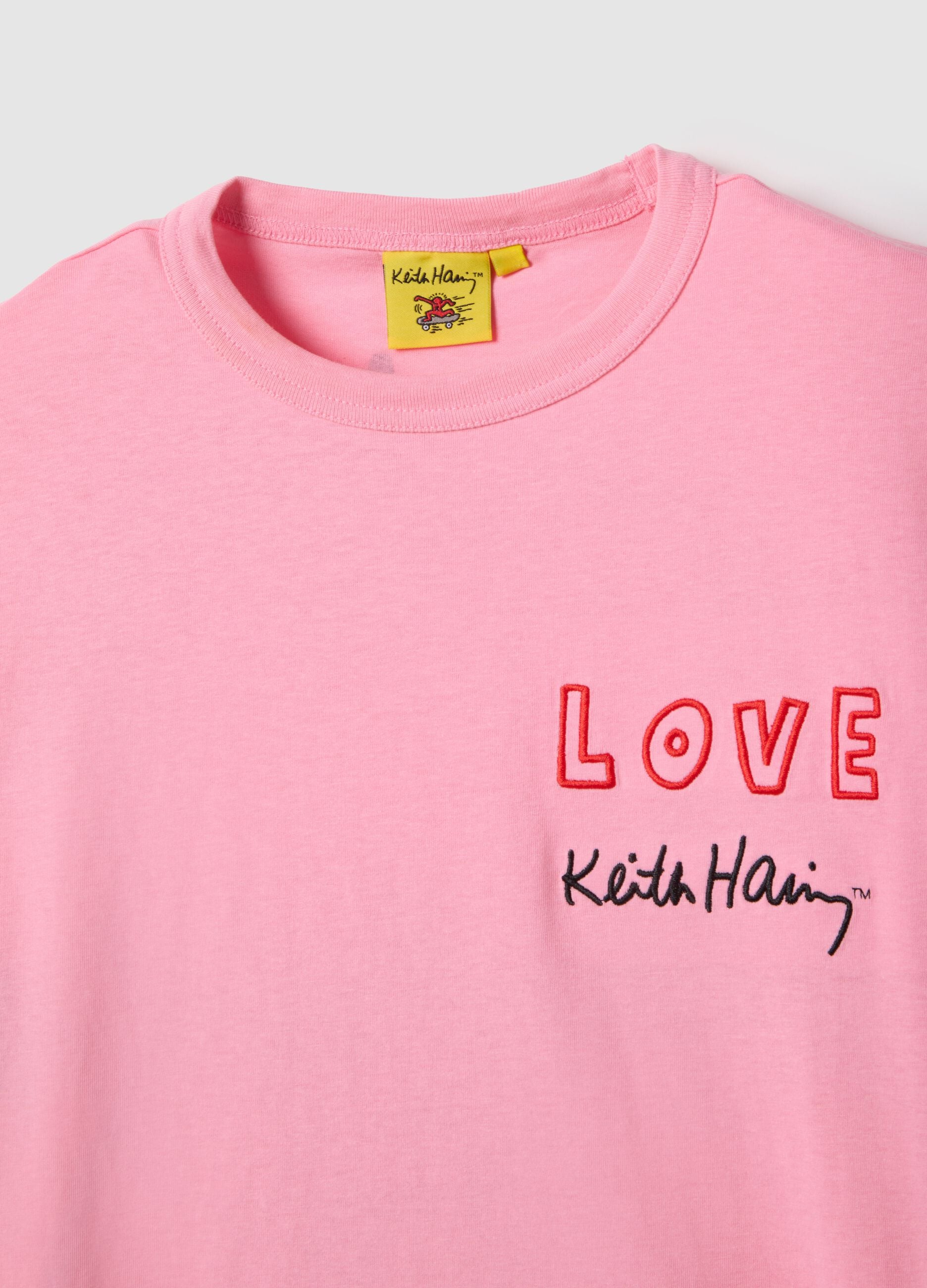 Pink pure cotton T-shirt regular fit with Keith Haring print
