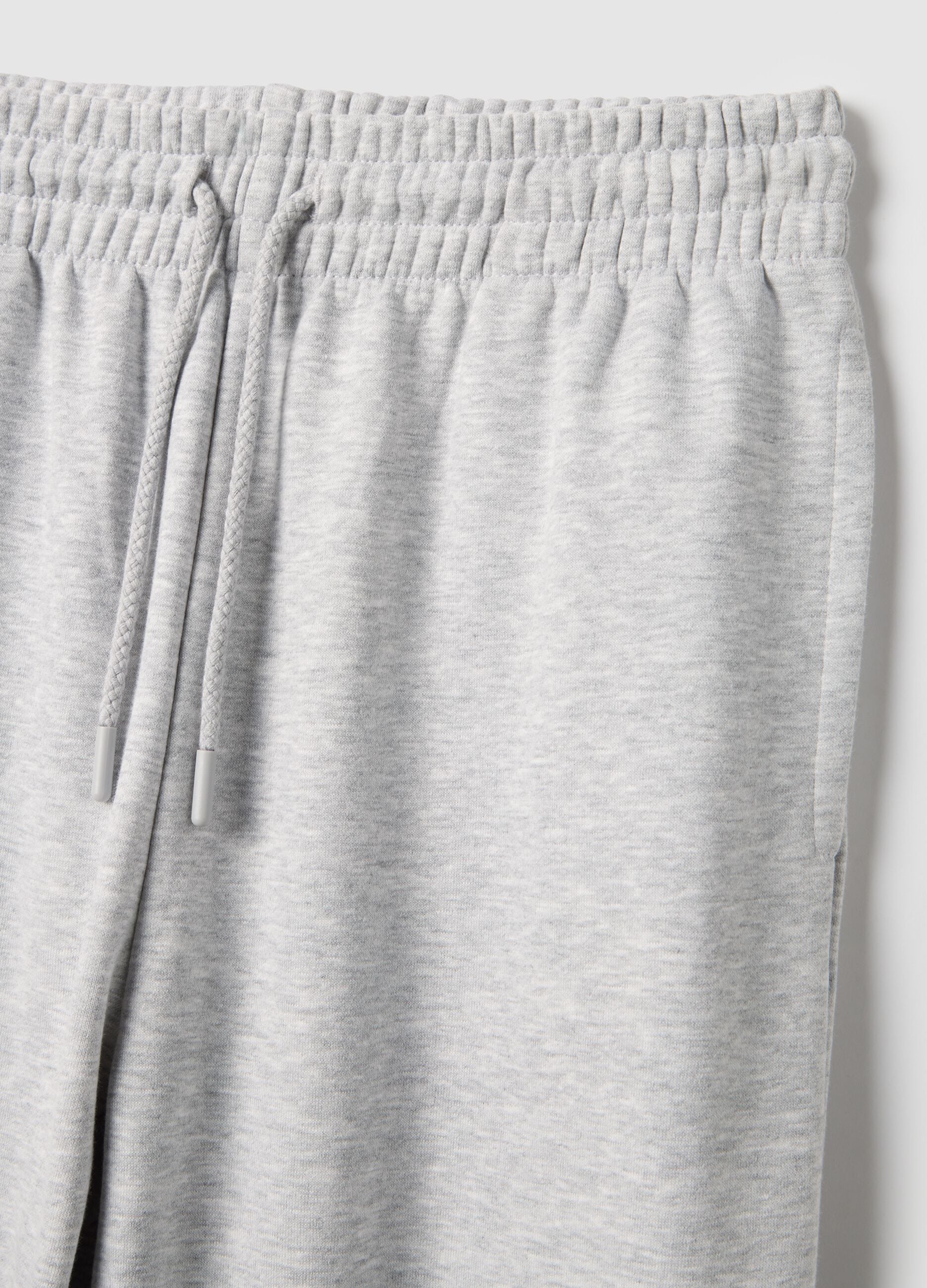 Grey Cotton Blend Jogger Trousers Regular Fit