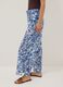 Blue and white organic cotton trousers with floral print_3