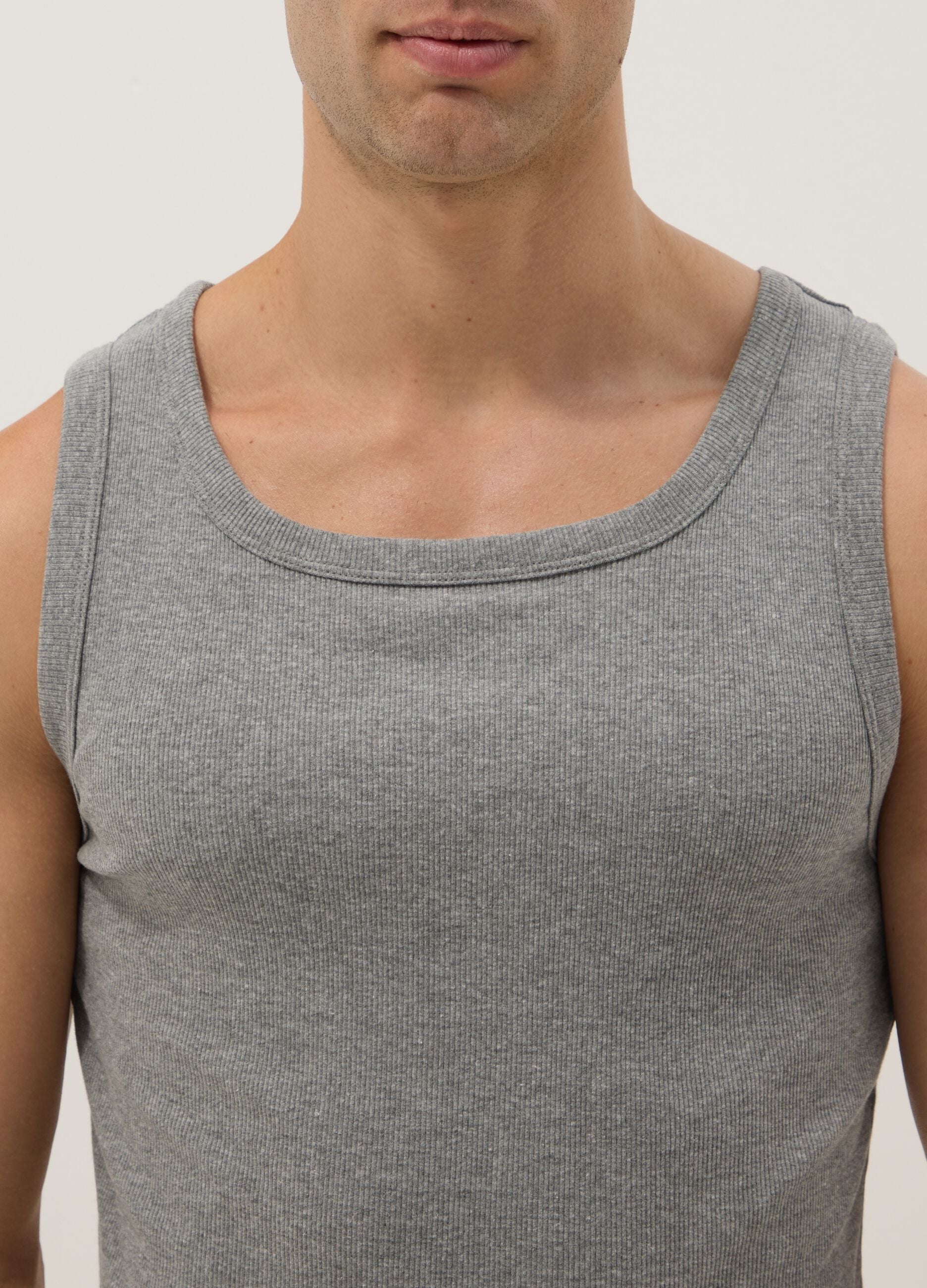 Grey regular fit cotton tank top
