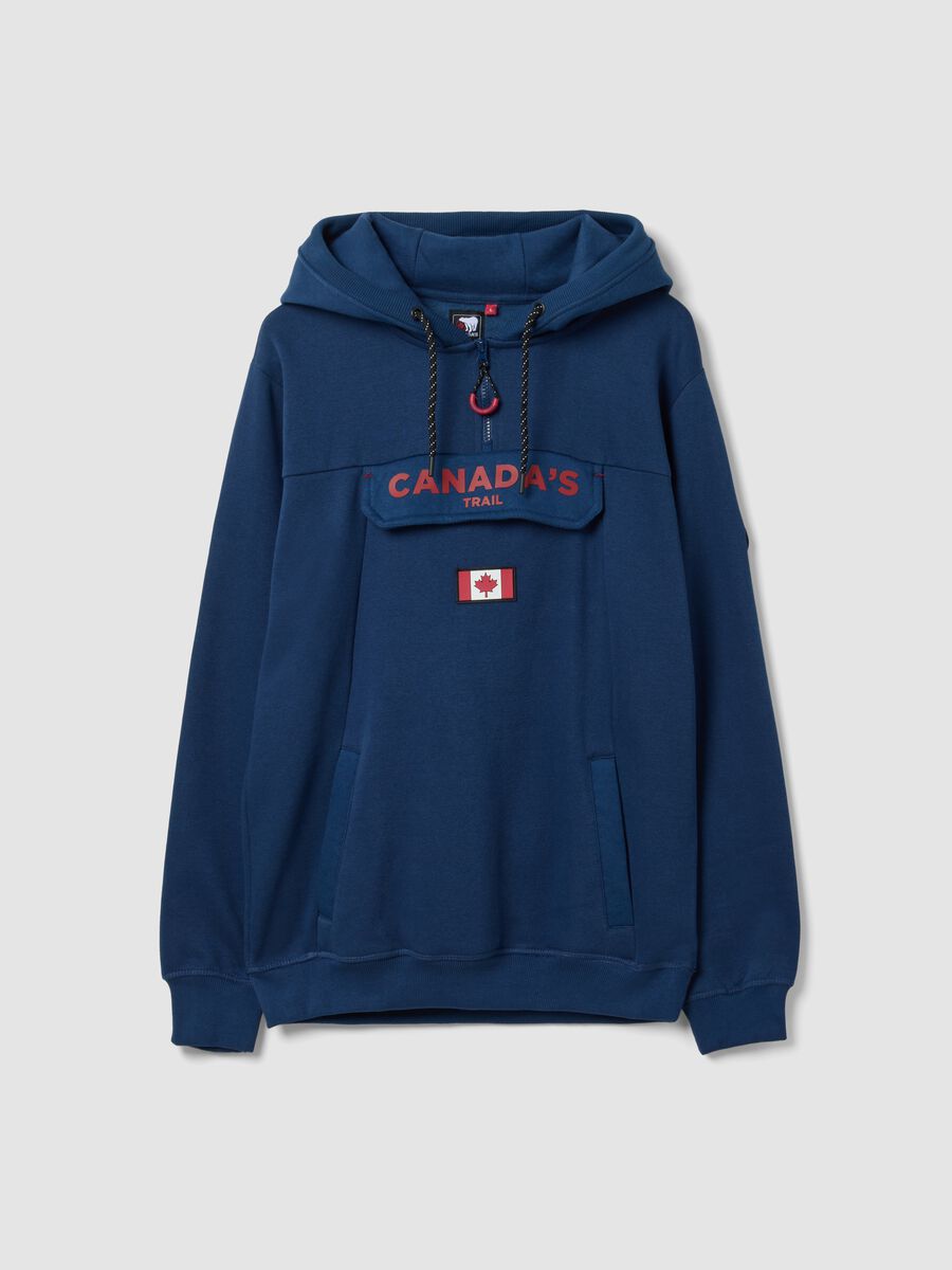 Blue cotton-blend hoodie_0