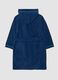 Blue organic cotton hooded bathrobe for boys_1