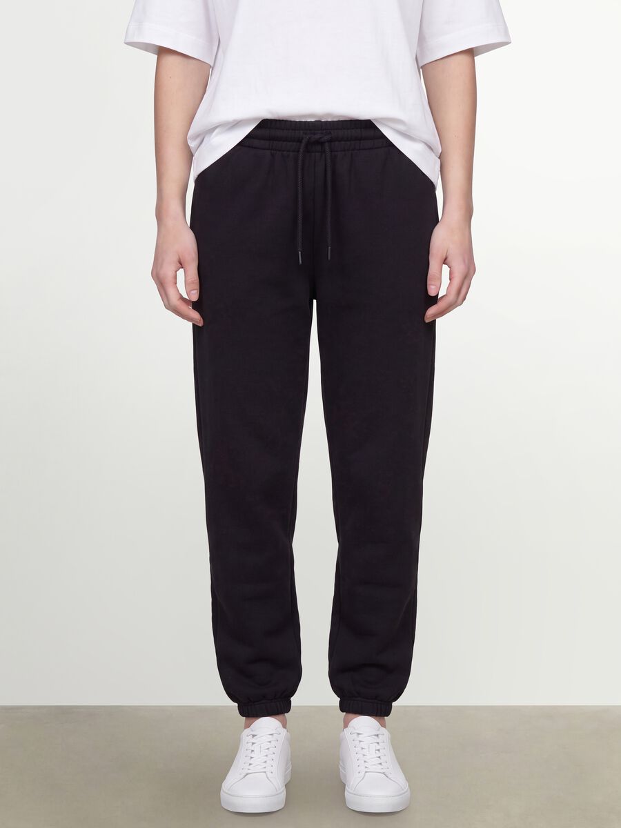 Black cotton-blend joggers with elasticated waist, regular fit_2