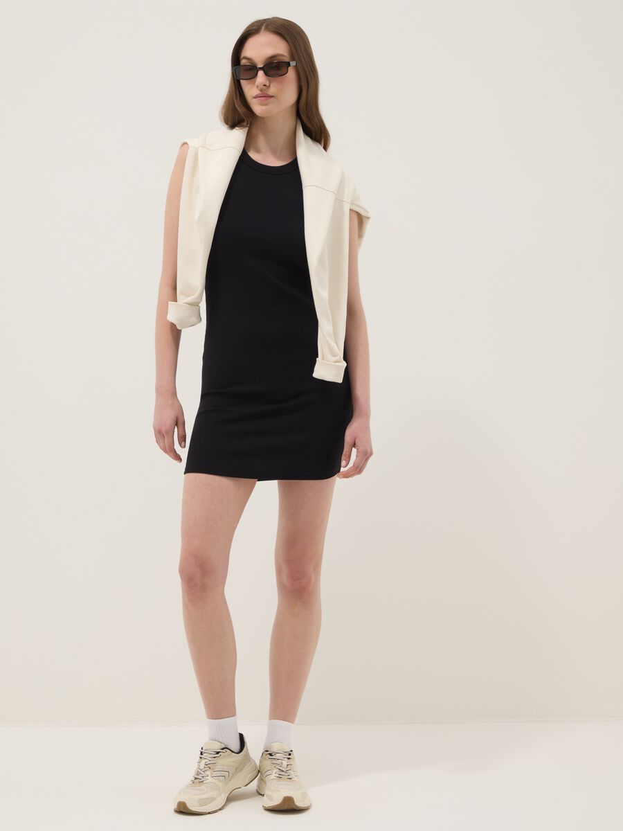 Black stretch cotton mini dress_2