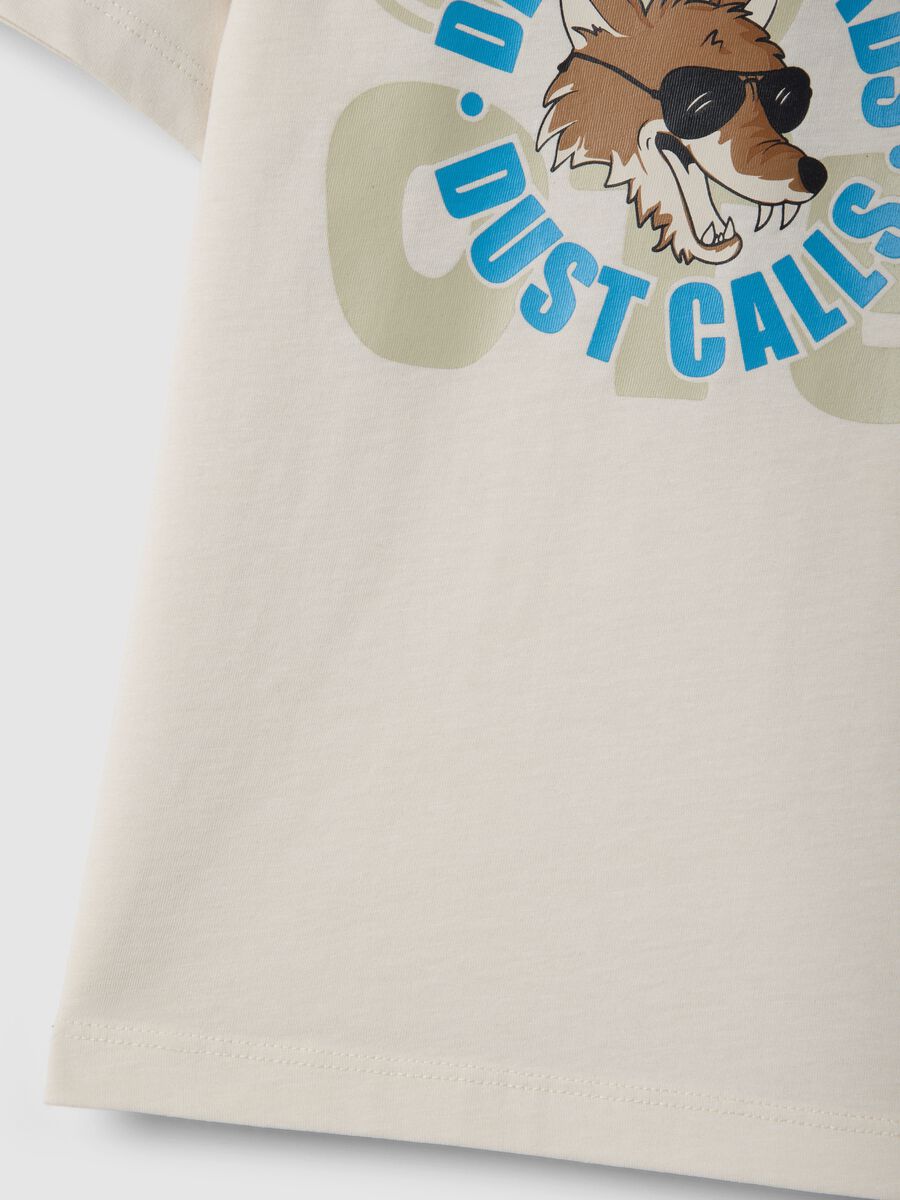 T-shirt in puro cotone beige regular fit per bambino con stampa_2