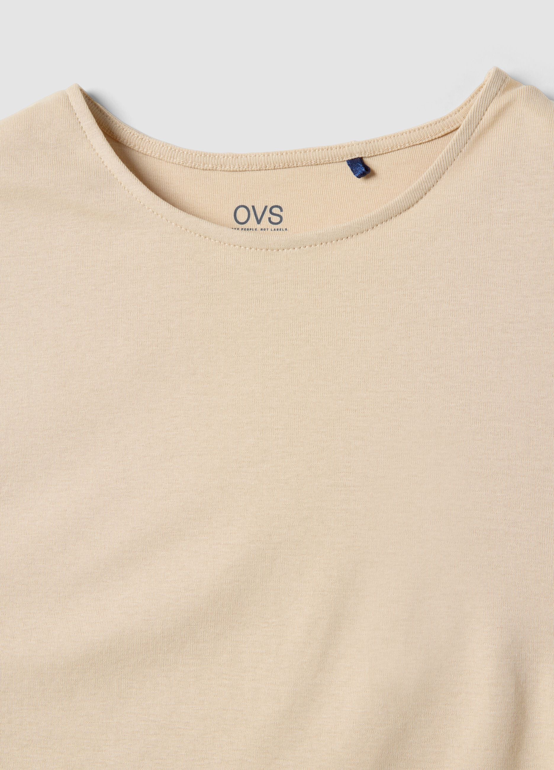Beige pure cotton regular fit tank top