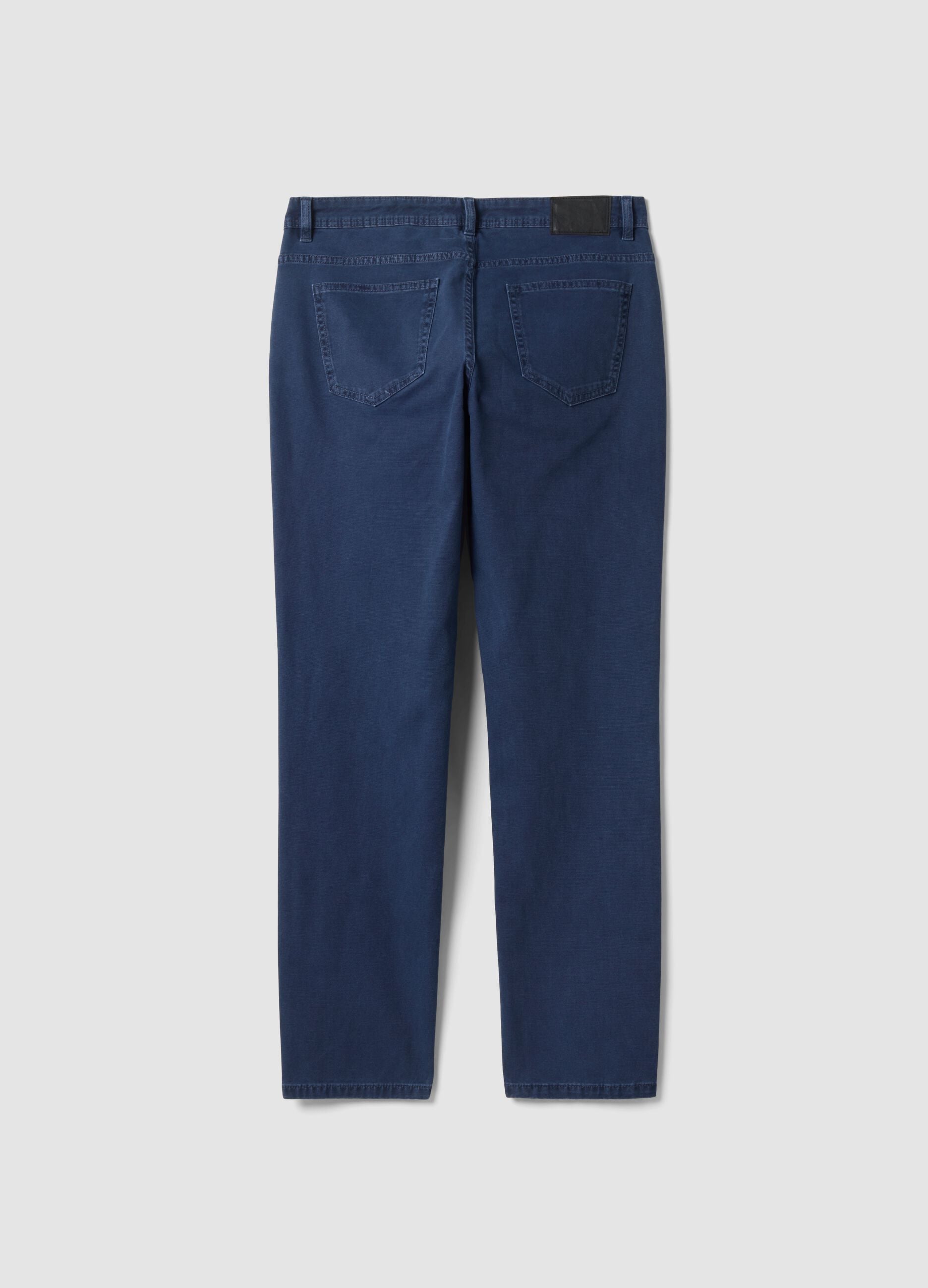 Blue slim-fit stretch cotton trousers