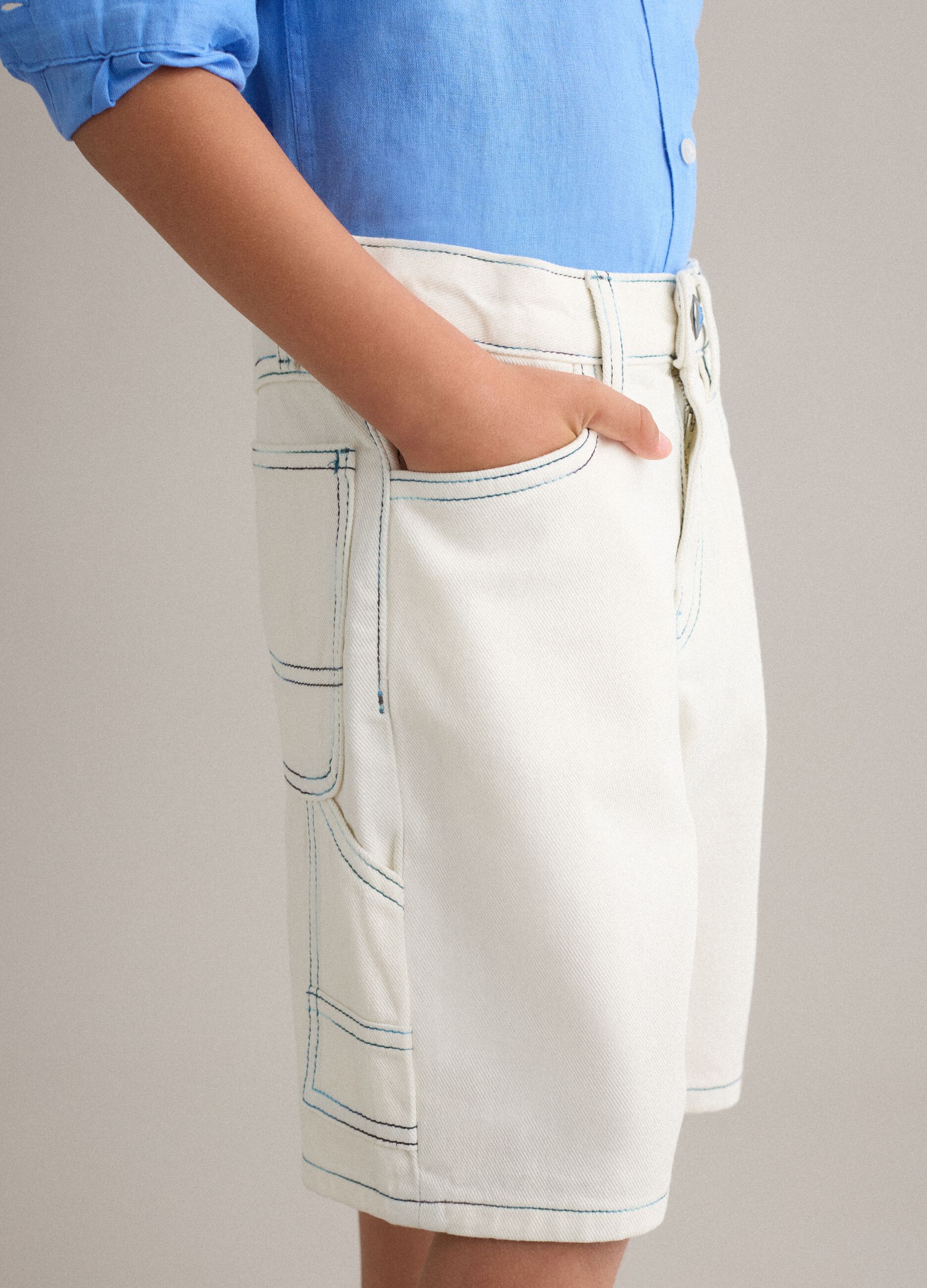 Beige pure cotton shorts