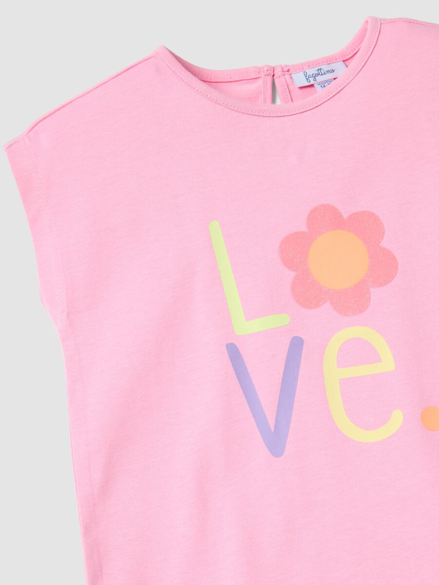 T-shirt senza maniche in puro cotone rosa da bimba regular fit_2