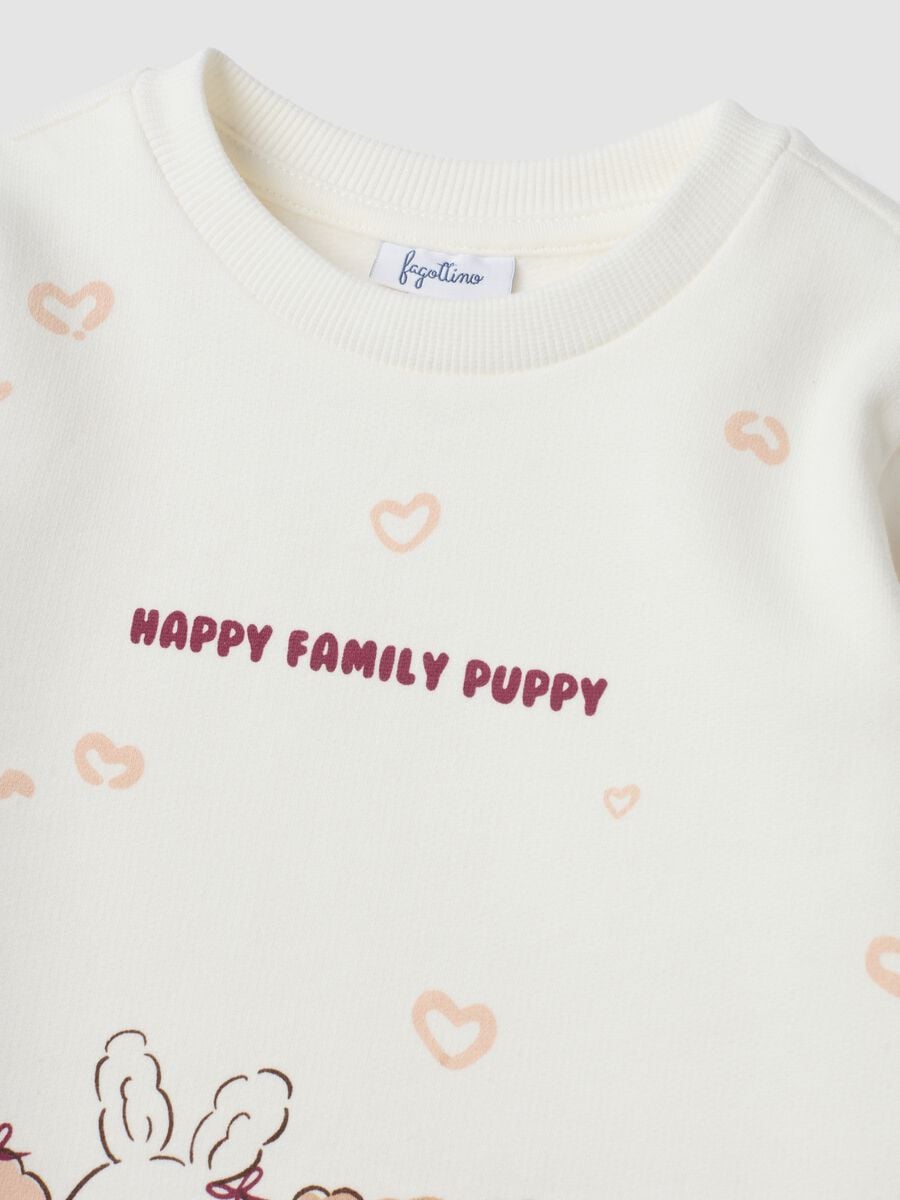 White pure cotton sweatshirt with crew neck and print_2