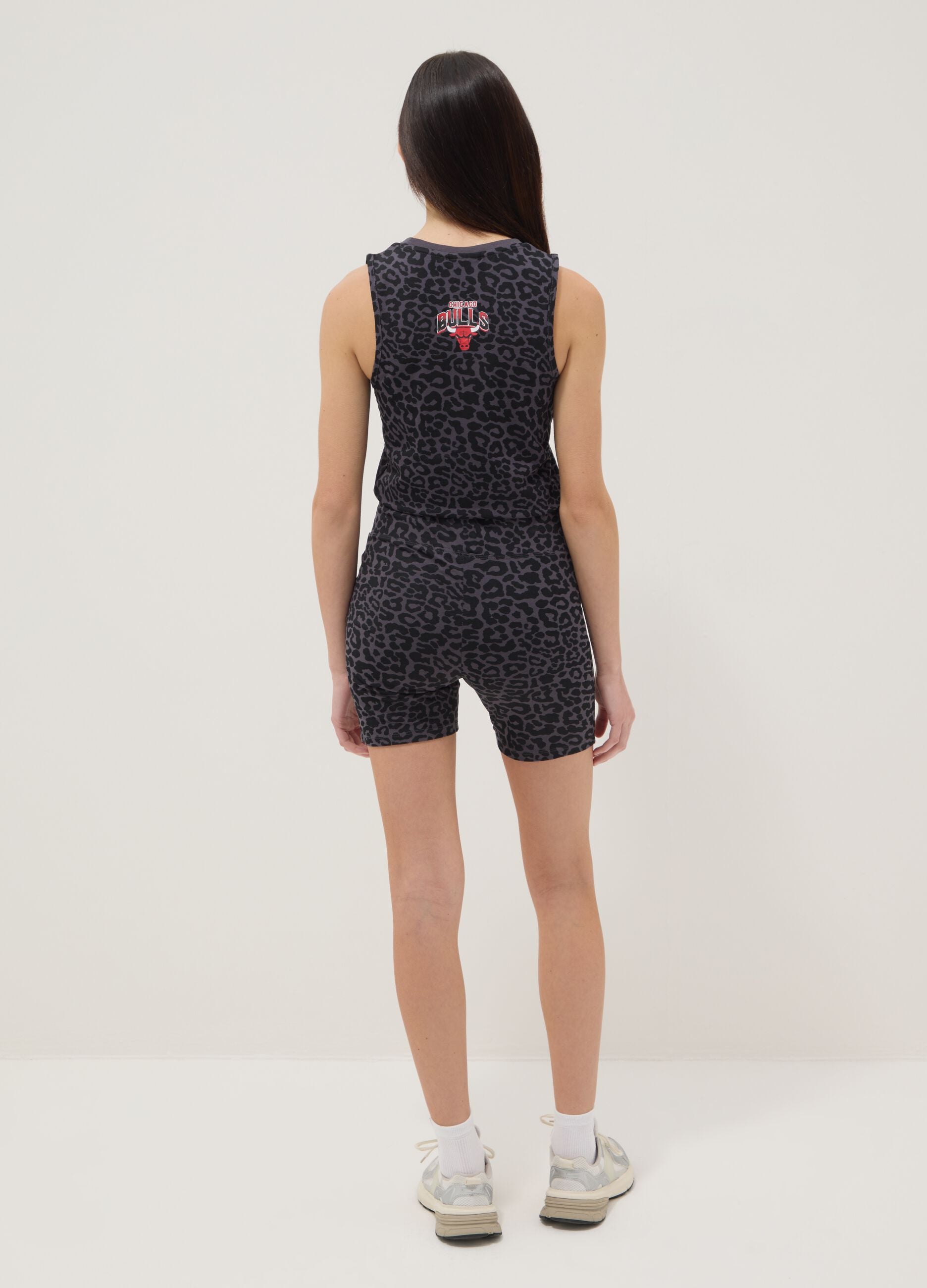 High-waisted black stretch cotton shorts