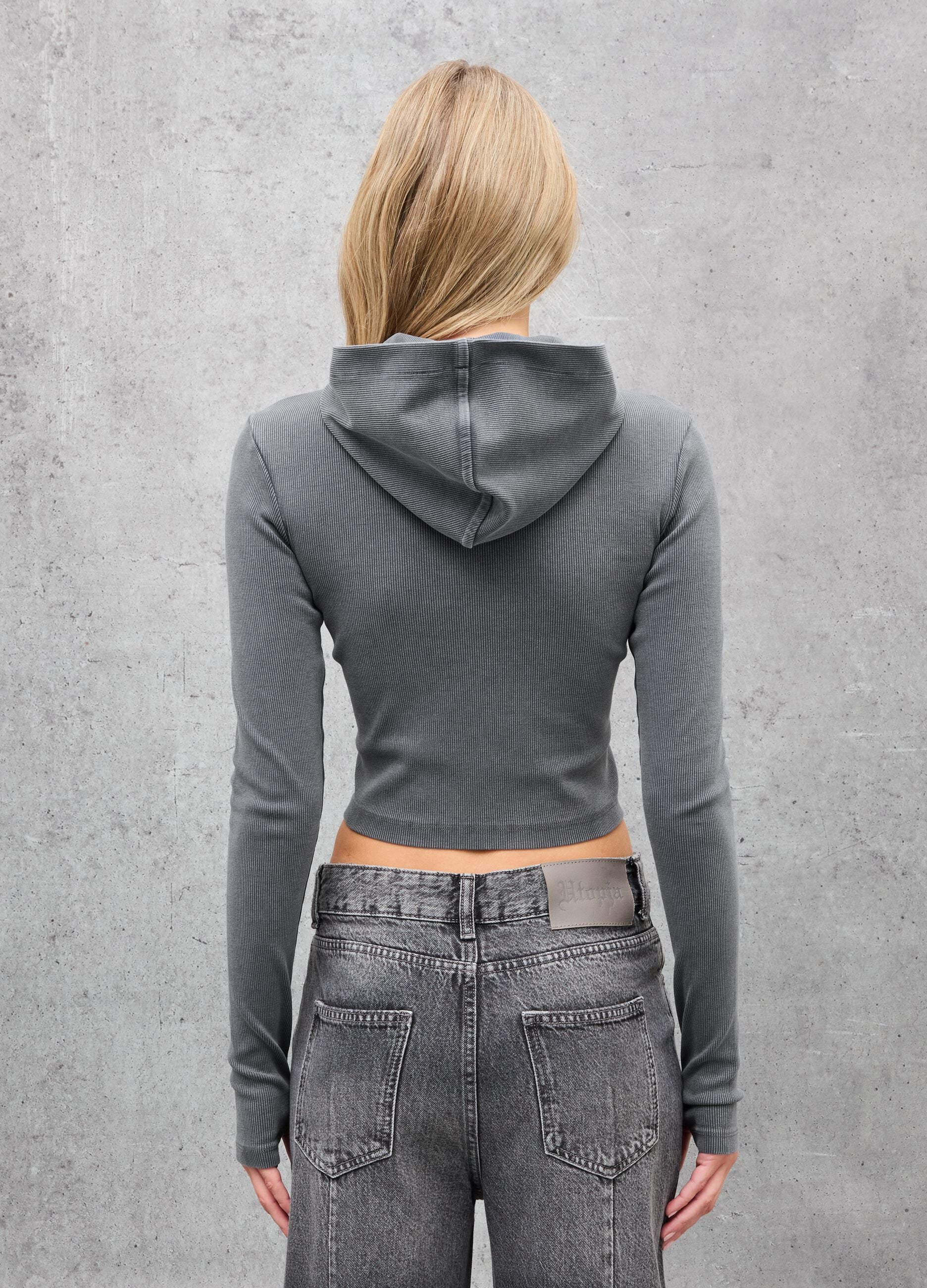 Ribbed Hoodie Vintage Grey