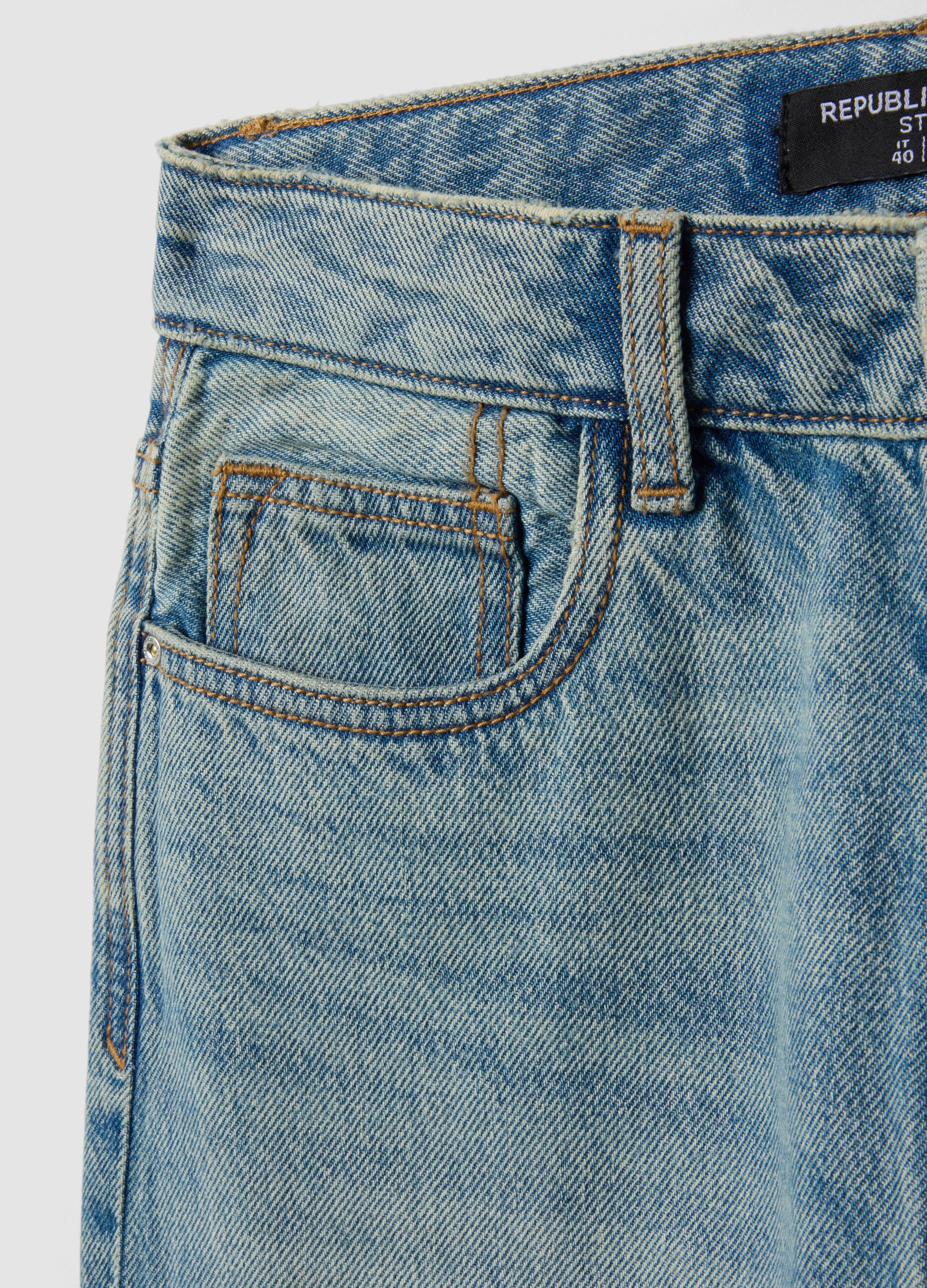 Light blue pure cotton straight-fit jeans