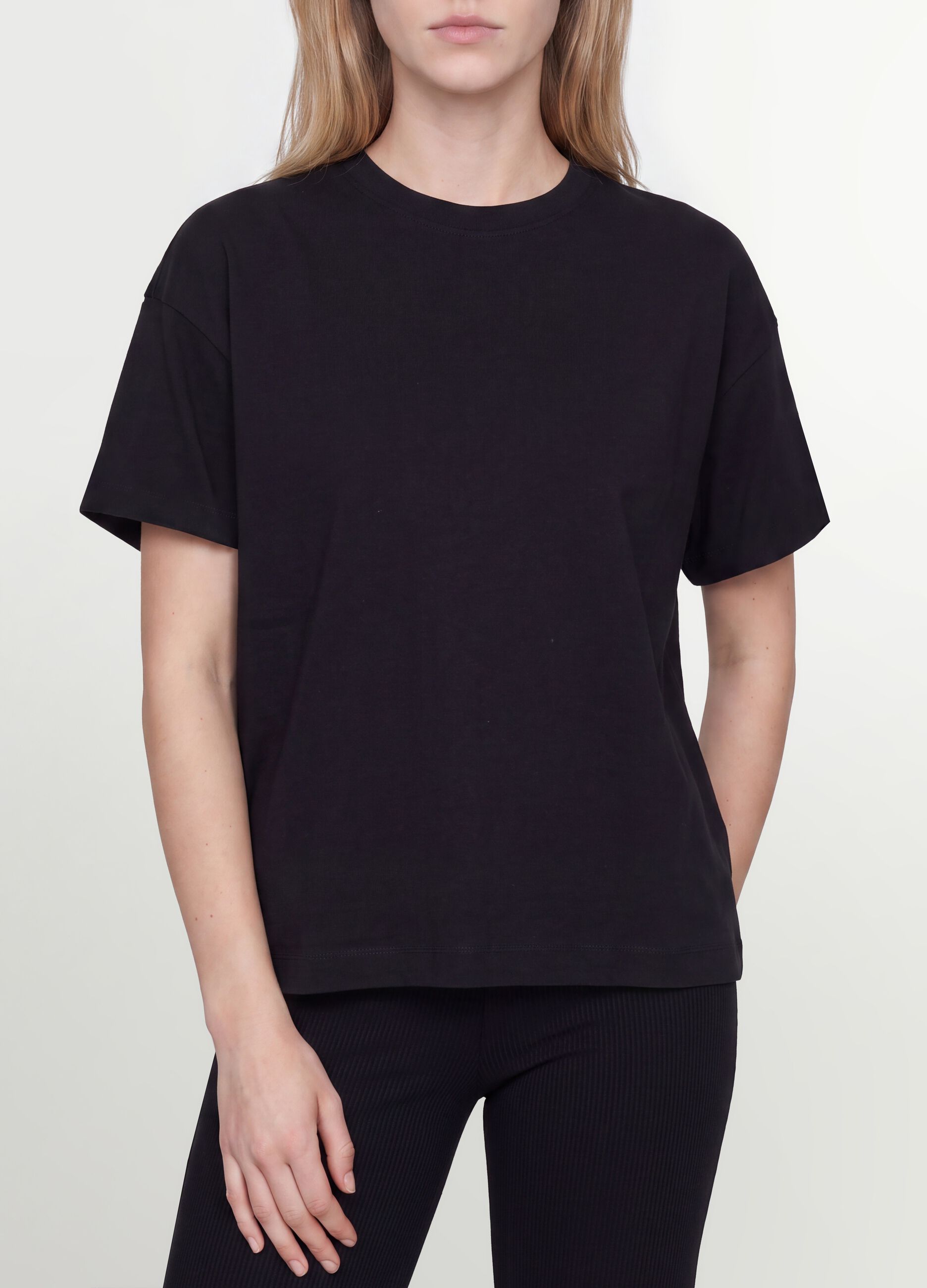 Black oversized-fit pure cotton short-sleeve T-shirt