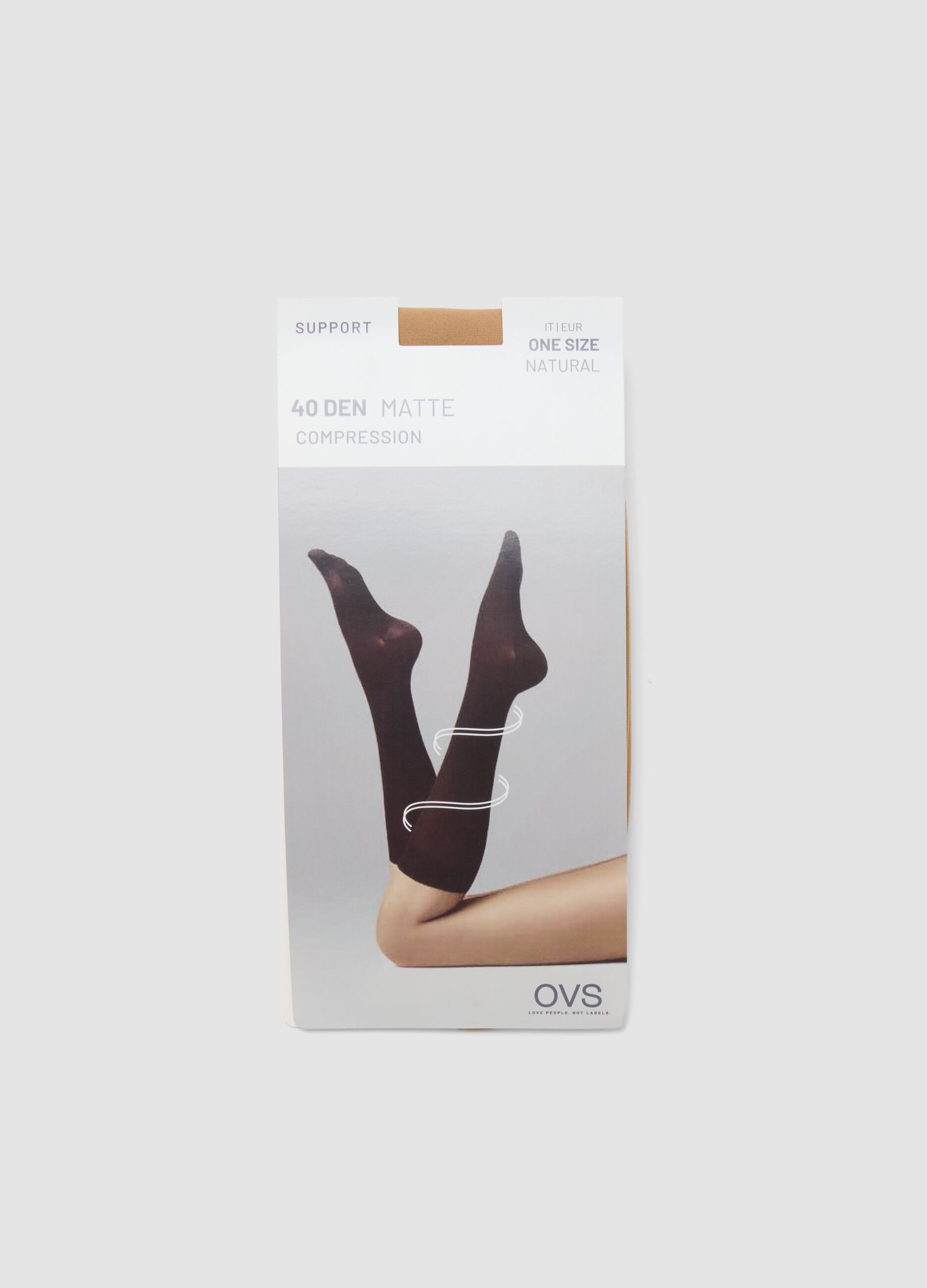 Beige space-saving socks in stretch fabric