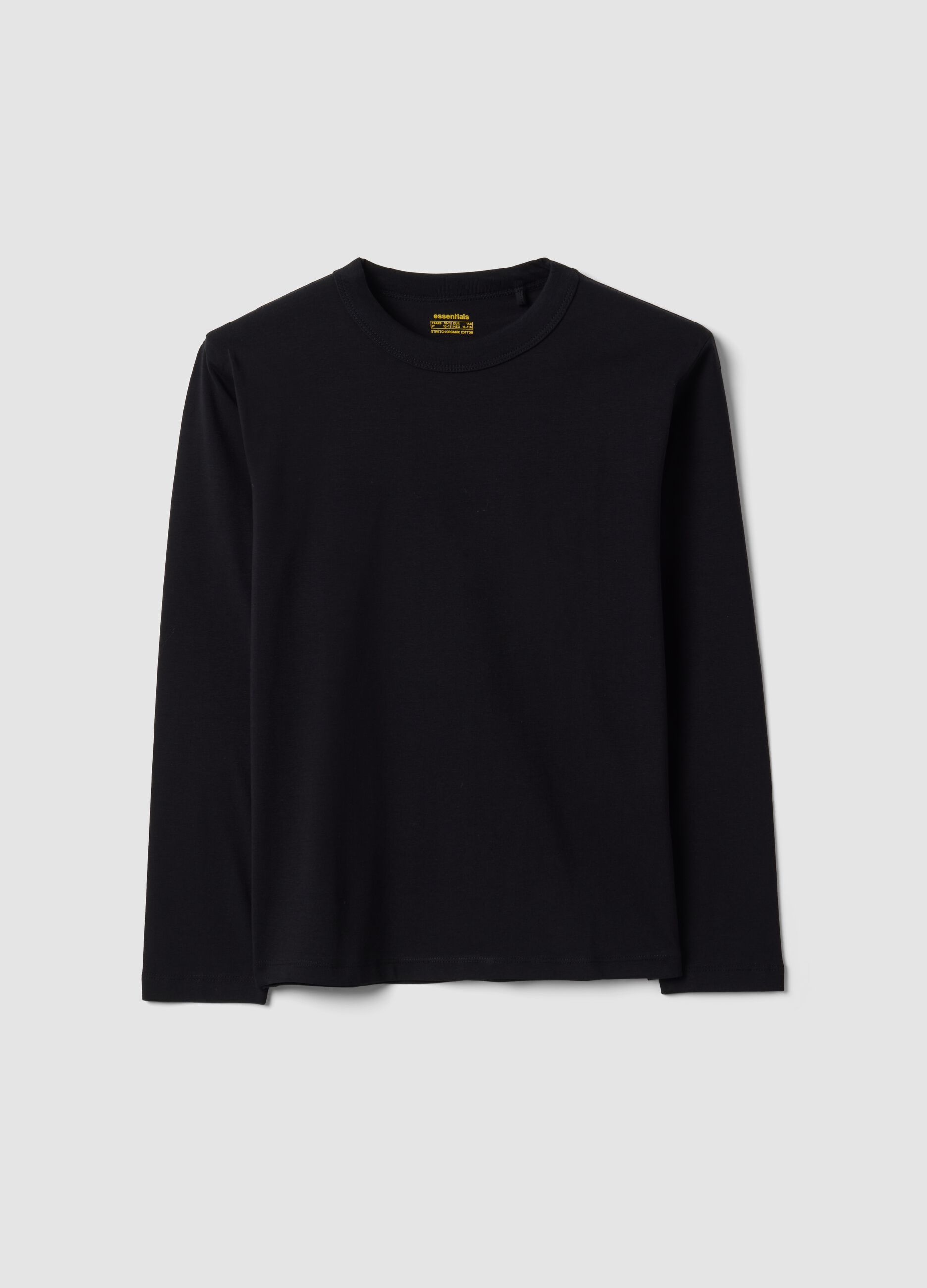 Black regular-fit stretch organic cotton T-shirt for boys
