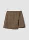 Brown wool-blend check skirt_1