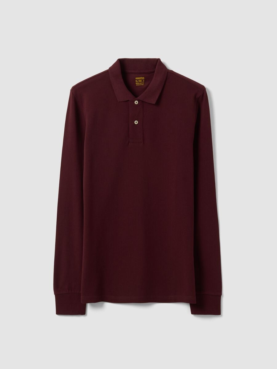 Men&rsquo;s red long-sleeve organic cotton piqu&eacute; polo shirt, regular fit_4
