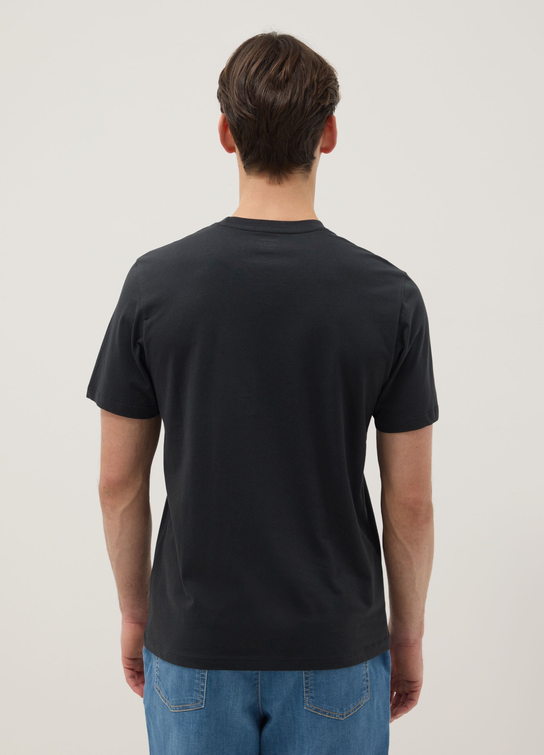 Regular fit pure cotton black T-shirt