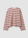 Pink pure cotton striped sweatshirt with crew neck, relaxed fit_4