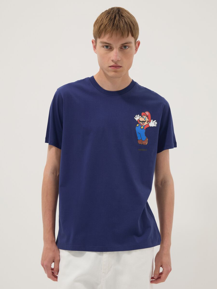 Blue short-sleeve pure cotton regular-fit T-shirt_0