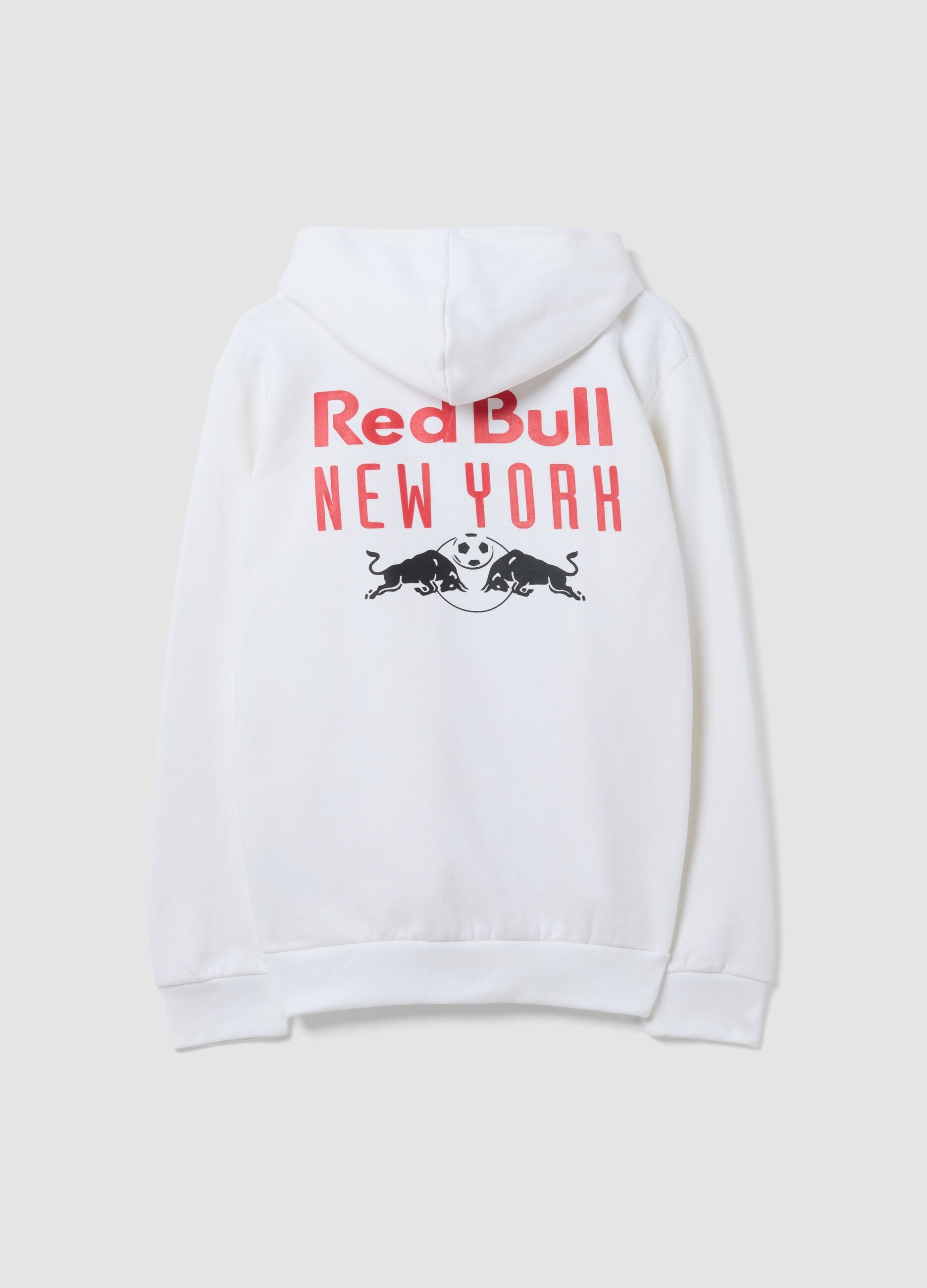 White cotton-blend hoodie with New York Red Bulls print