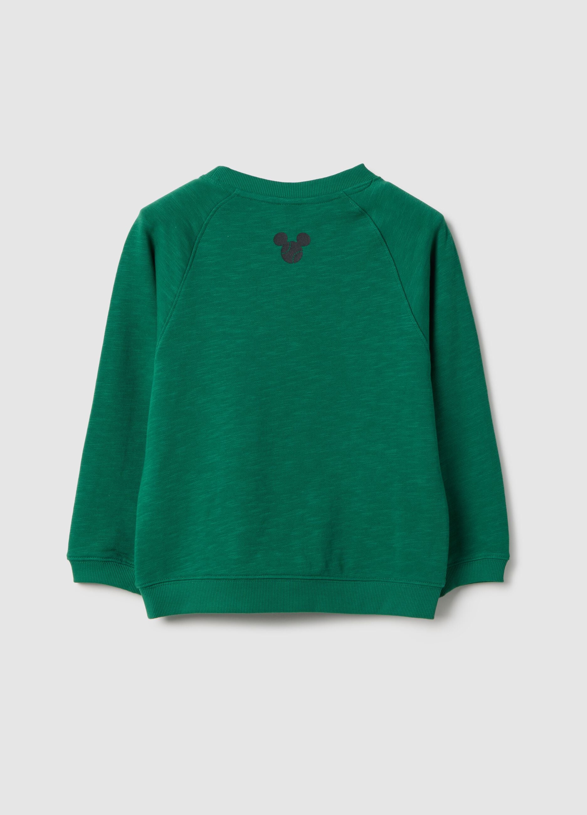 Regular fit green pure cotton kids' sweatshirt with Mickey Mouse print